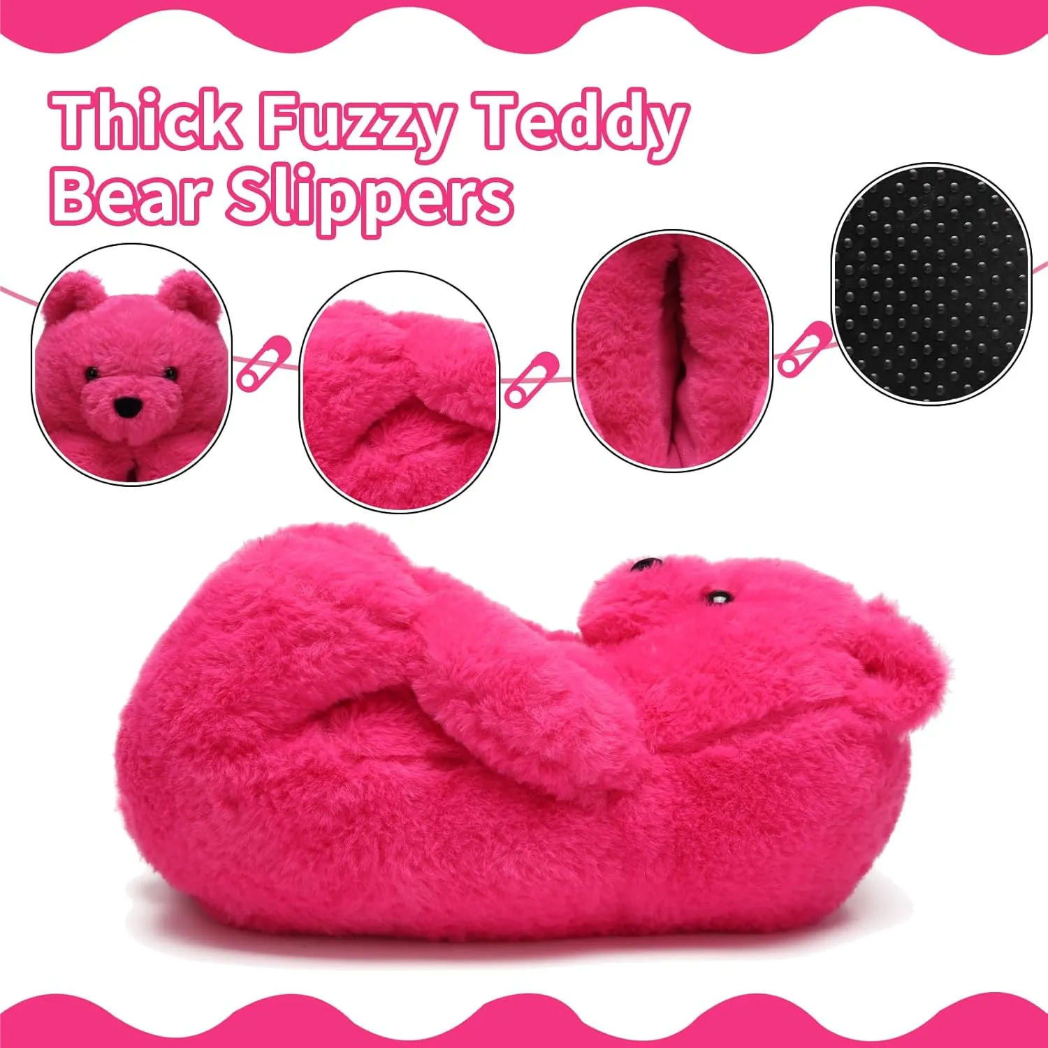 Fuzzy Women's Indoor Cozy Slippers,Cute Teddy Bear Slippers Trendy Funny Animal Slippers,Fun Birthday Gifts House Slippers Fluffy Soft Comfy Slippers for Women Mom Teen Girls Men