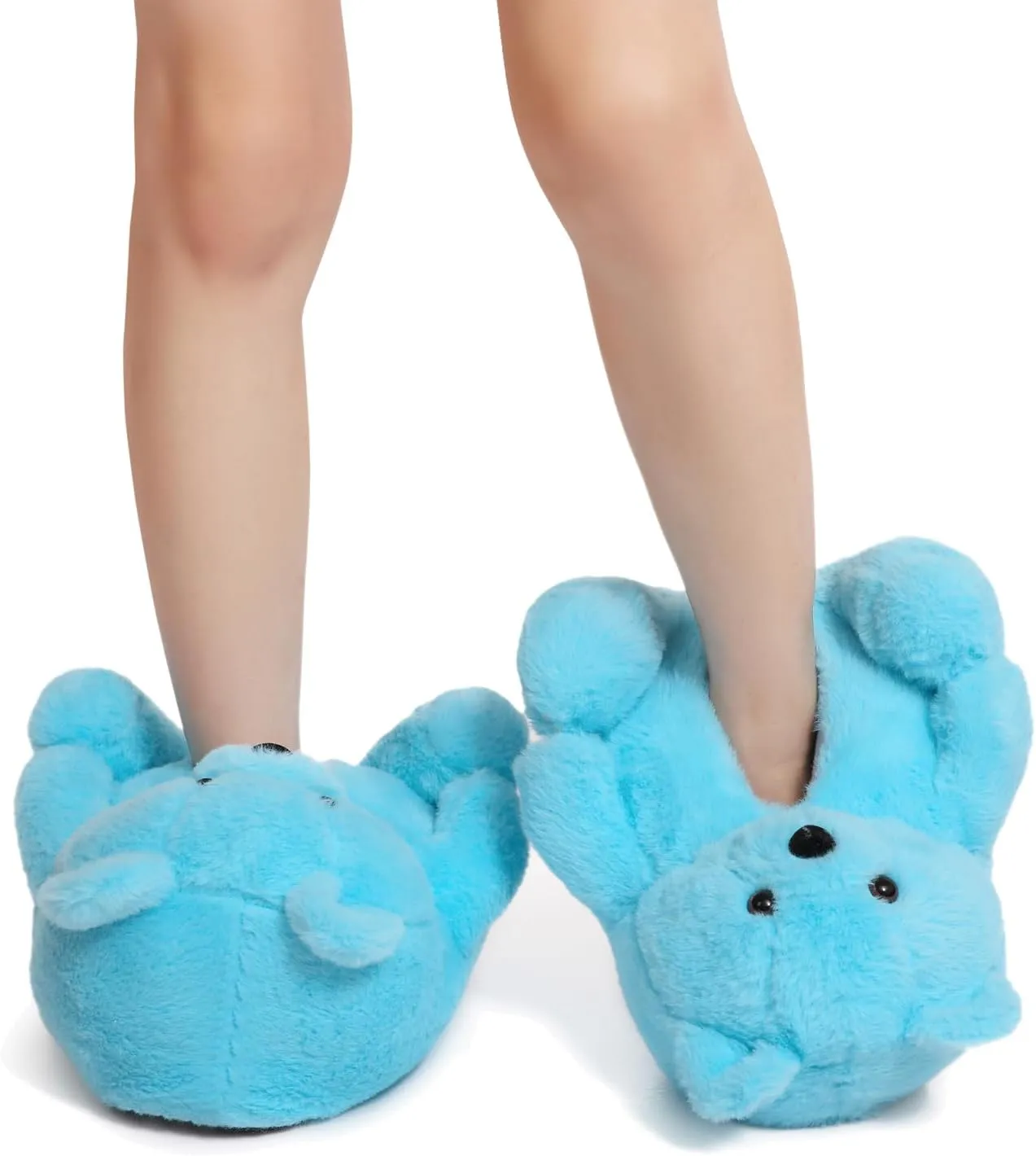 Fuzzy Women's Indoor Cozy Slippers,Cute Teddy Bear Slippers Trendy Funny Animal Slippers,Fun Birthday Gifts House Slippers Fluffy Soft Comfy Slippers for Women Mom Teen Girls Men