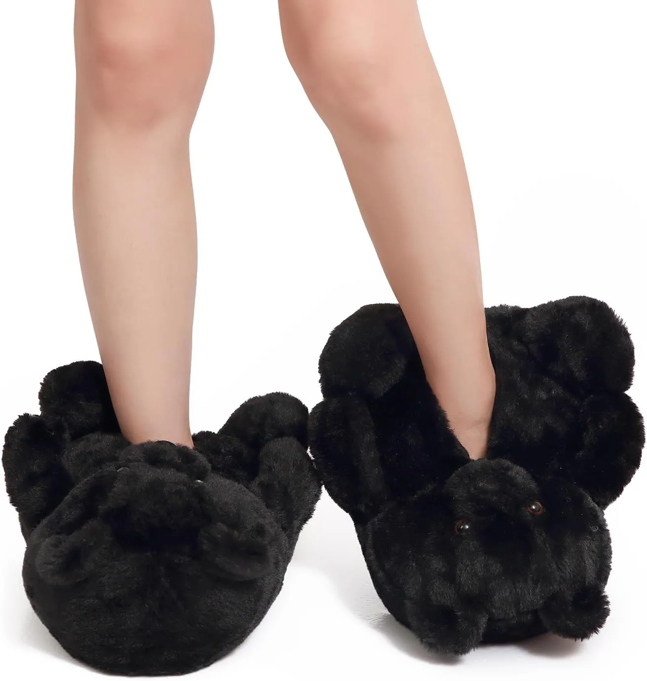 Fuzzy Women's Indoor Cozy Slippers,Cute Teddy Bear Slippers Trendy Funny Animal Slippers,Fun Birthday Gifts House Slippers Fluffy Soft Comfy Slippers for Women Mom Teen Girls Men