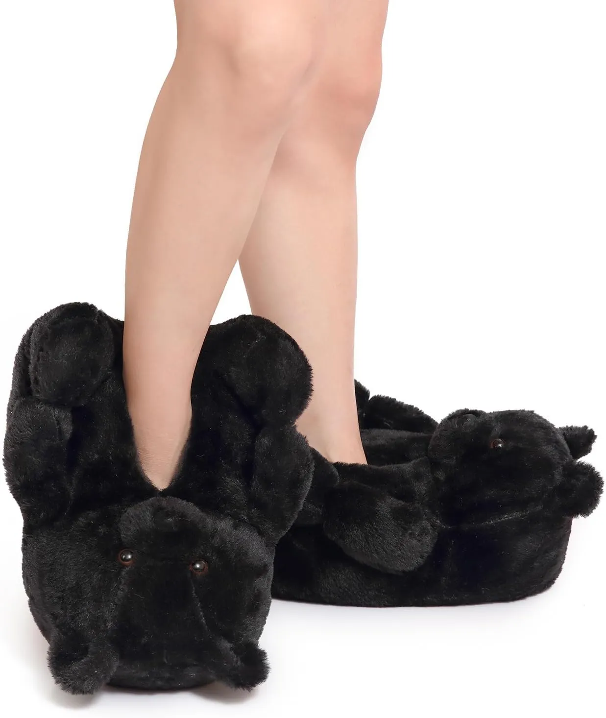 Fuzzy Women's Indoor Cozy Slippers,Cute Teddy Bear Slippers Trendy Funny Animal Slippers,Fun Birthday Gifts House Slippers Fluffy Soft Comfy Slippers for Women Mom Teen Girls Men
