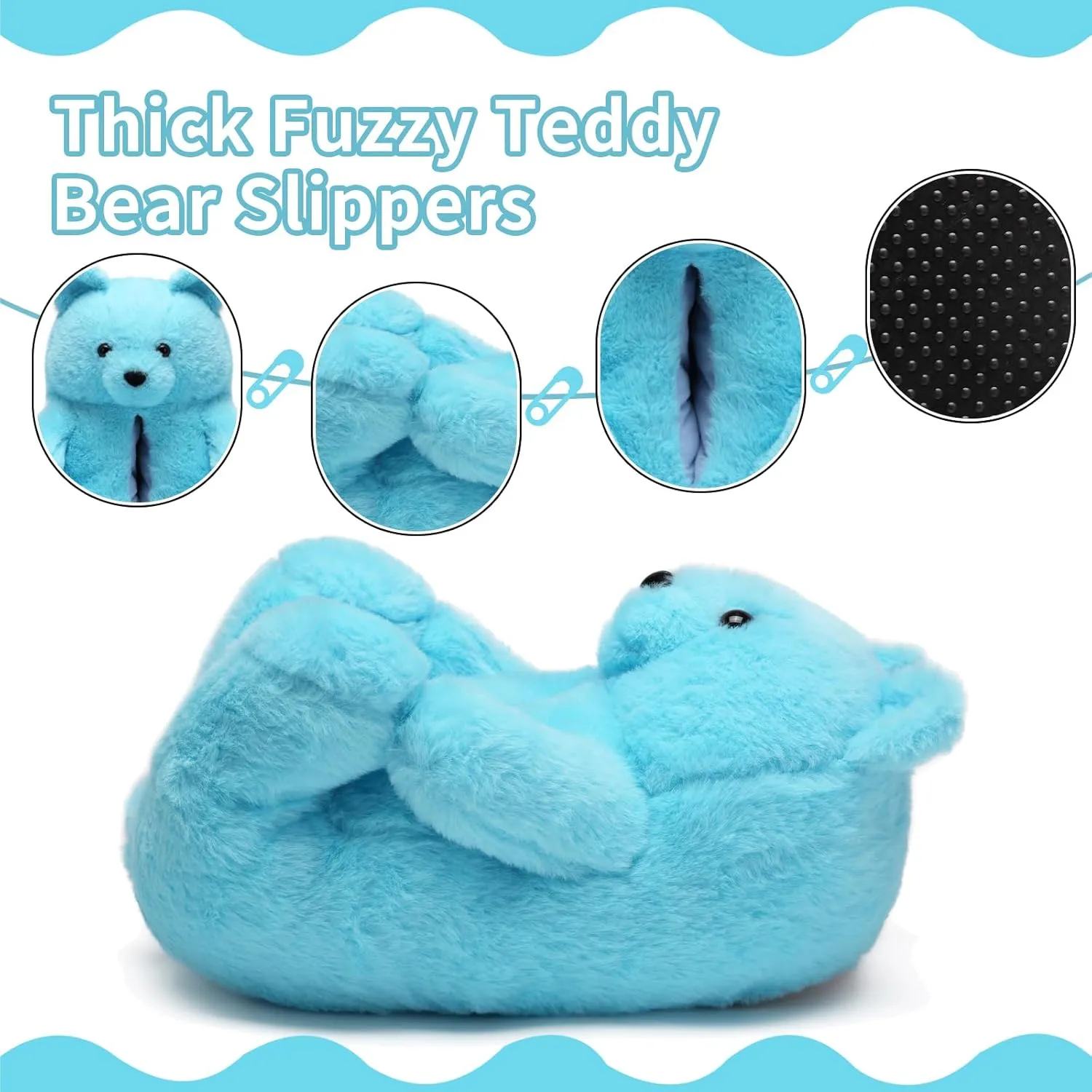 Fuzzy Women's Indoor Cozy Slippers,Cute Teddy Bear Slippers Trendy Funny Animal Slippers,Fun Birthday Gifts House Slippers Fluffy Soft Comfy Slippers for Women Mom Teen Girls Men