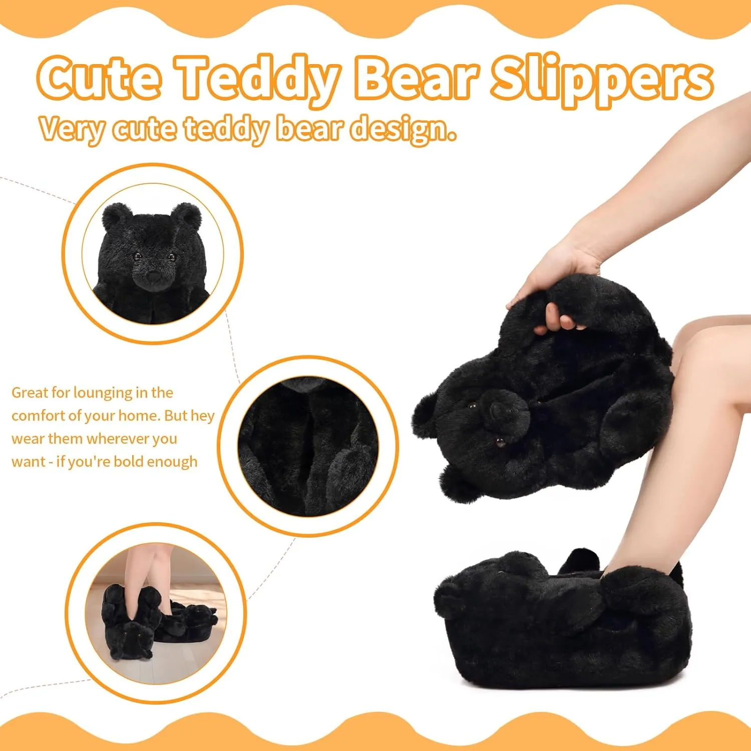Fuzzy Women's Indoor Cozy Slippers,Cute Teddy Bear Slippers Trendy Funny Animal Slippers,Fun Birthday Gifts House Slippers Fluffy Soft Comfy Slippers for Women Mom Teen Girls Men