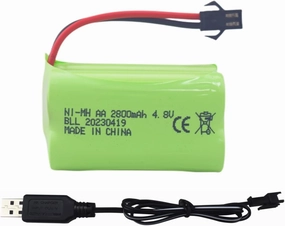 Fytoo AA 4.8V 2800mah SM-2P Plug Rechargeable Battery with USB Charging Cable for Electric Toys Robot RC Boat 1/28 Stunt RC car C128 1/28 NB2801 NB2802 NB2803 Double-Sided Tumbling Spin Stunt Car