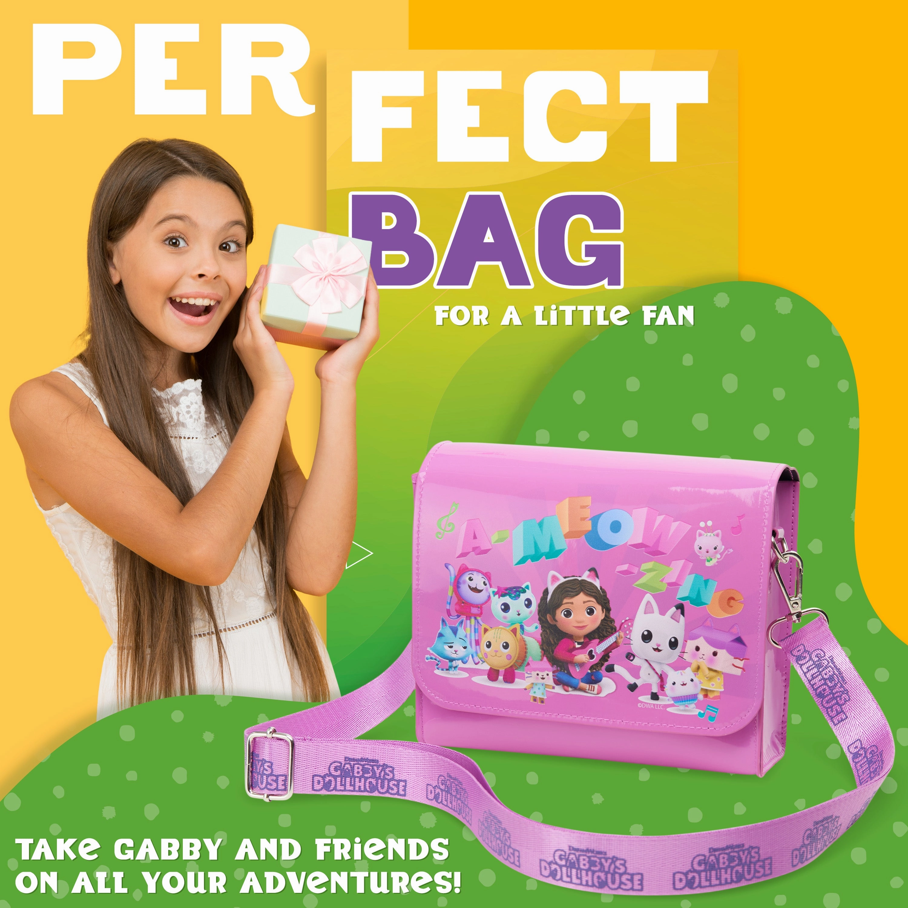 Gabby's Dollhouse Girls Handbag, Cute Shoulder Bag Adjustable Strap Girls Gifts