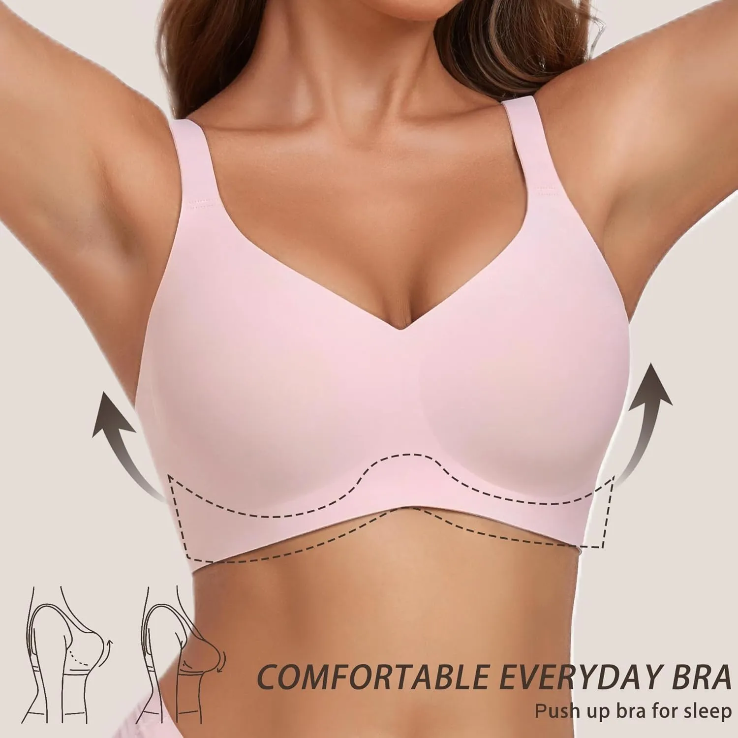 Gailife Smooth Wireless Bras for Women No Underwire Comfort Seamless Supportive Bra Raceback Push Up Bralettes Full Coverage