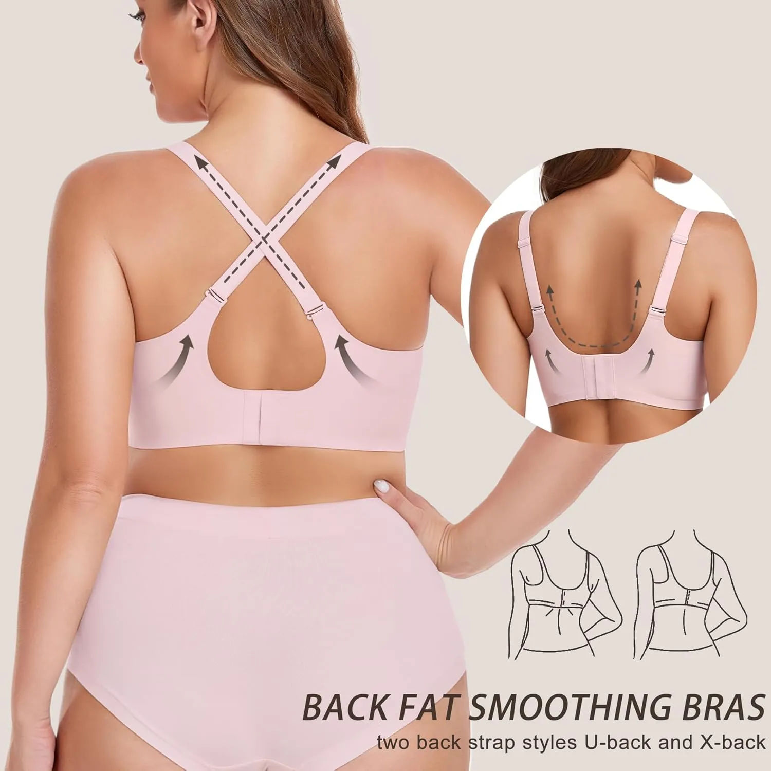 Gailife Smooth Wireless Bras for Women No Underwire Comfort Seamless Supportive Bra Raceback Push Up Bralettes Full Coverage