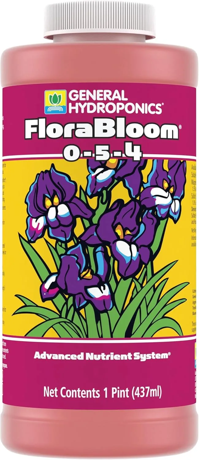 General Hydroponics Florabloom Plant Food, Flora Series Advanced Nutrient System, for Hydroponic Applications and Container Plants, 0-5-4, 16 oz.
