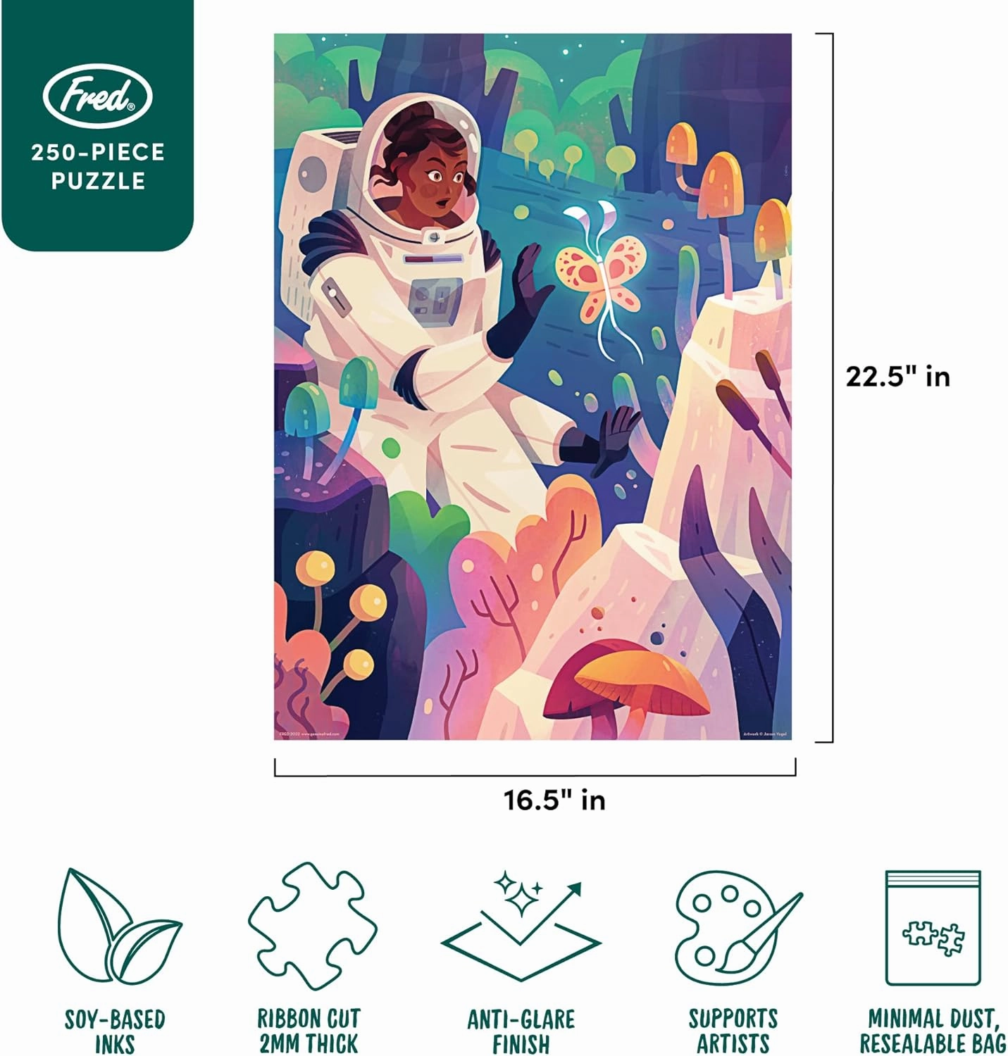 Genuine Fred, Space Butterfly by Jarom Vogel, 250-piece Puzzle, 16.5 x 22.5 Inches