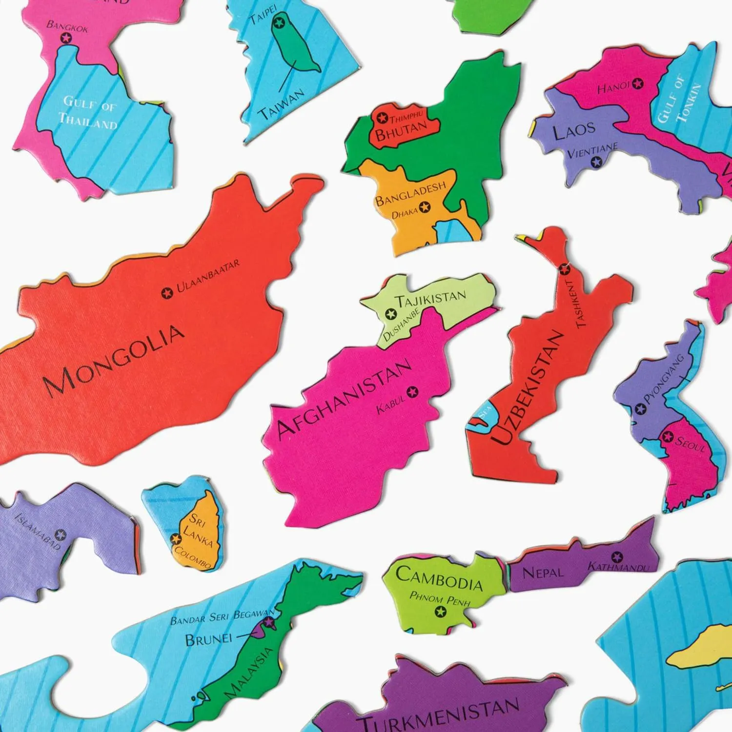 GeoToys GeoPuzzle, Asia Shaped Jigsaw Puzzles, 50 Pc Geography Puzzle, Geography Game & Map Puzzle, Jigsaw Puzzles for Kids Ages 6-9 Years Old