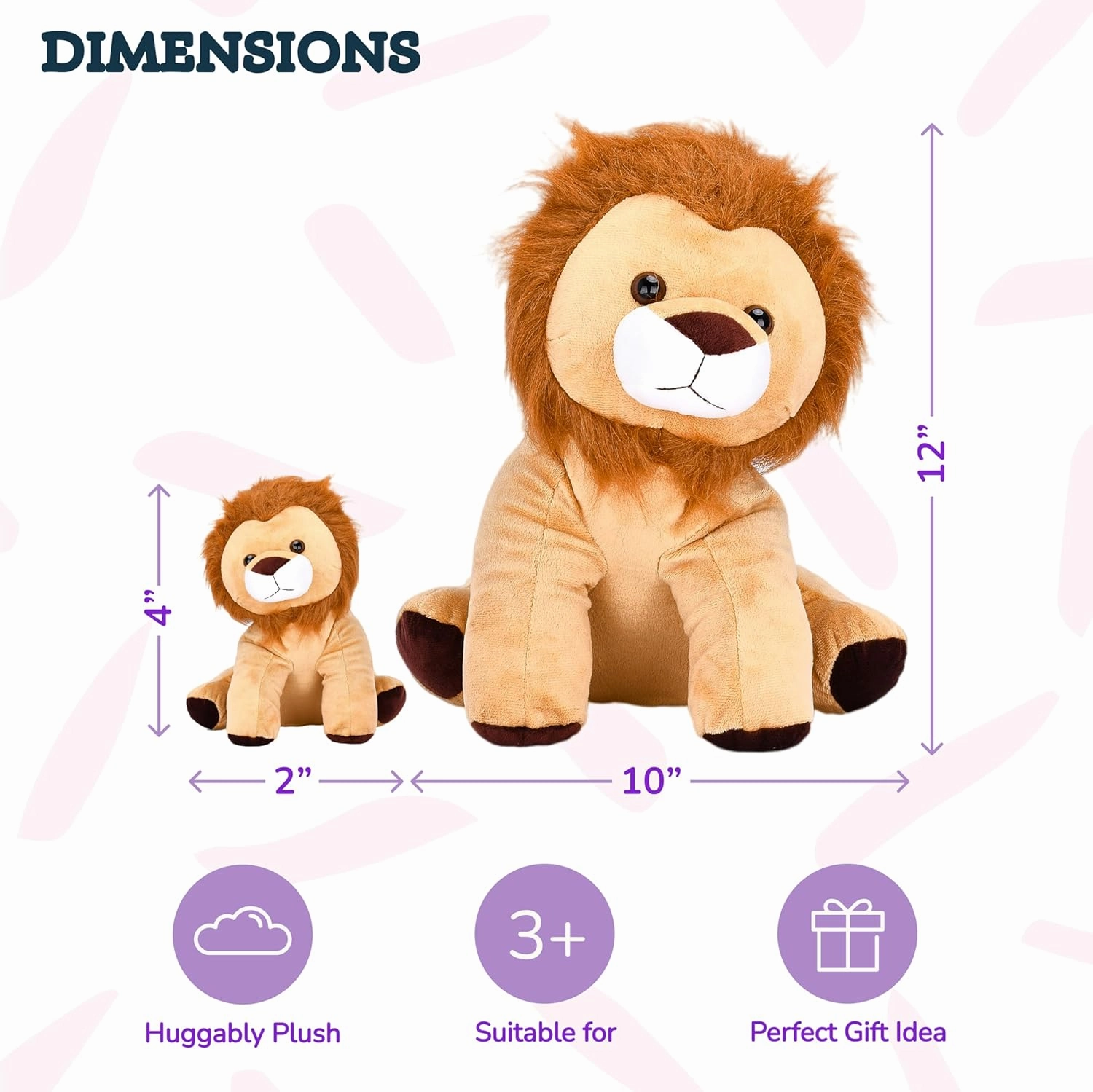 Giant Lion Stuffed Animal with 4 Adorable Baby Lions Inside - Ideal Gift for Kids, Adults - Soft, Fluffy and Cuddly - Stuffed Lion Plush - Light Brown, 23.6x19.7 inches