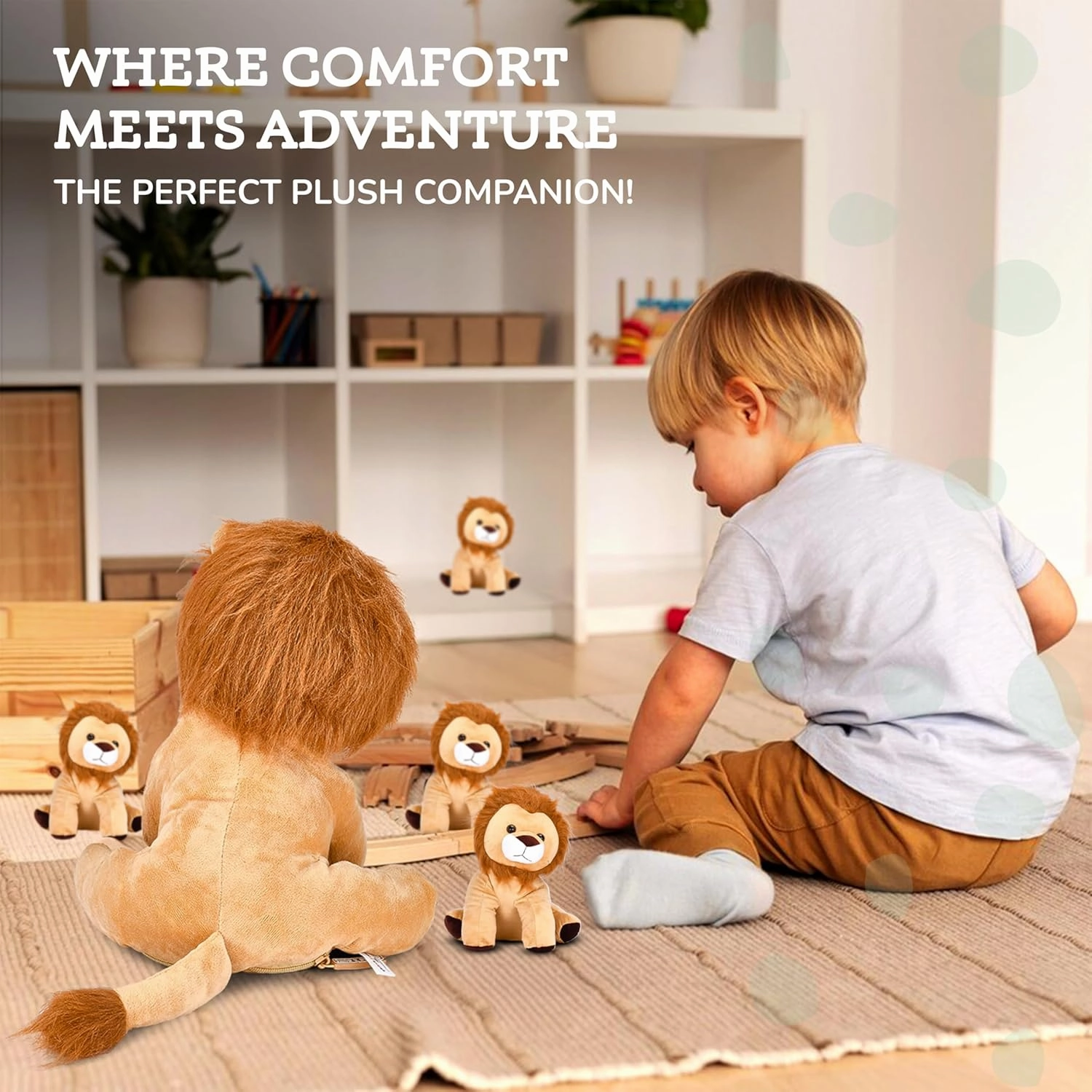 Giant Lion Stuffed Animal with 4 Adorable Baby Lions Inside - Ideal Gift for Kids, Adults - Soft, Fluffy and Cuddly - Stuffed Lion Plush - Light Brown, 23.6x19.7 inches