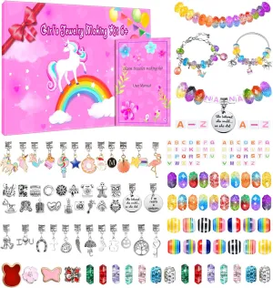 Girls Charm Bracelet Making Kit - 166 Pcs Unicorn Charms Bracelets Kits Kids Jewelry Supplies Make Set DIY Art Craft Set Creative Toys Birthday Gifts for Age 5 6 7 8 9 10 11 12 Year Old Girl Children