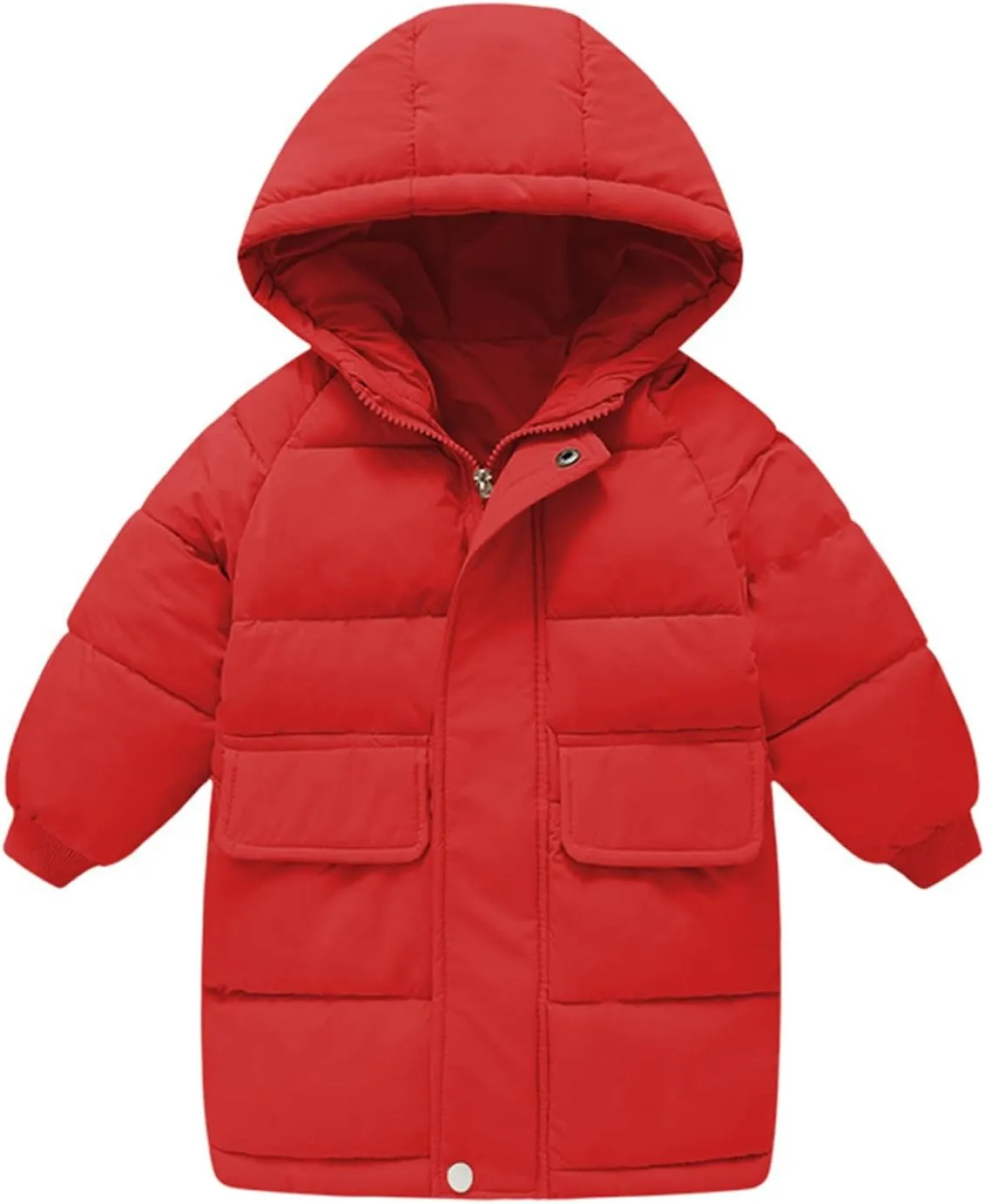 Girls' Long Hooded Puffer Jacket Kids Winter Thicken Padded Down Coat Toddler Water Resistant Quilted Puffer Coat