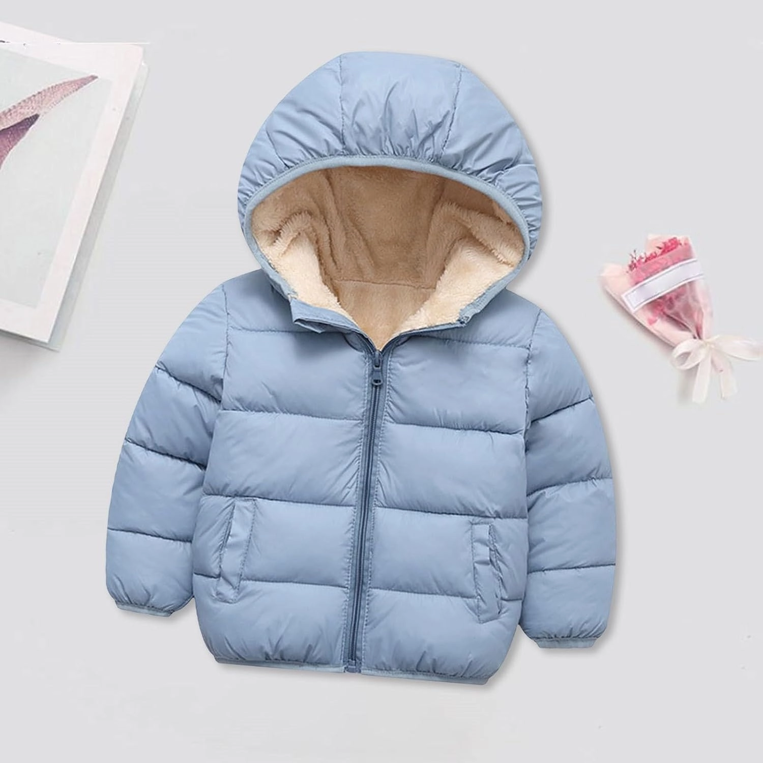 Girls and Toddler's Winter Coat Lightweight Water-Resistant Packable Hooded Puffer Jacket Fleece Lined Kids Down Coat