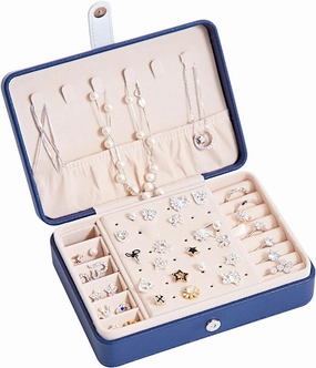 Girls Jewelry Box,2-Layer Portable PU Leather Jewelry Organizer with Removable Tray,Jewelry Case,Small Jewelry Box for Bracelets Christmas Gifts Necklace Ring Earring