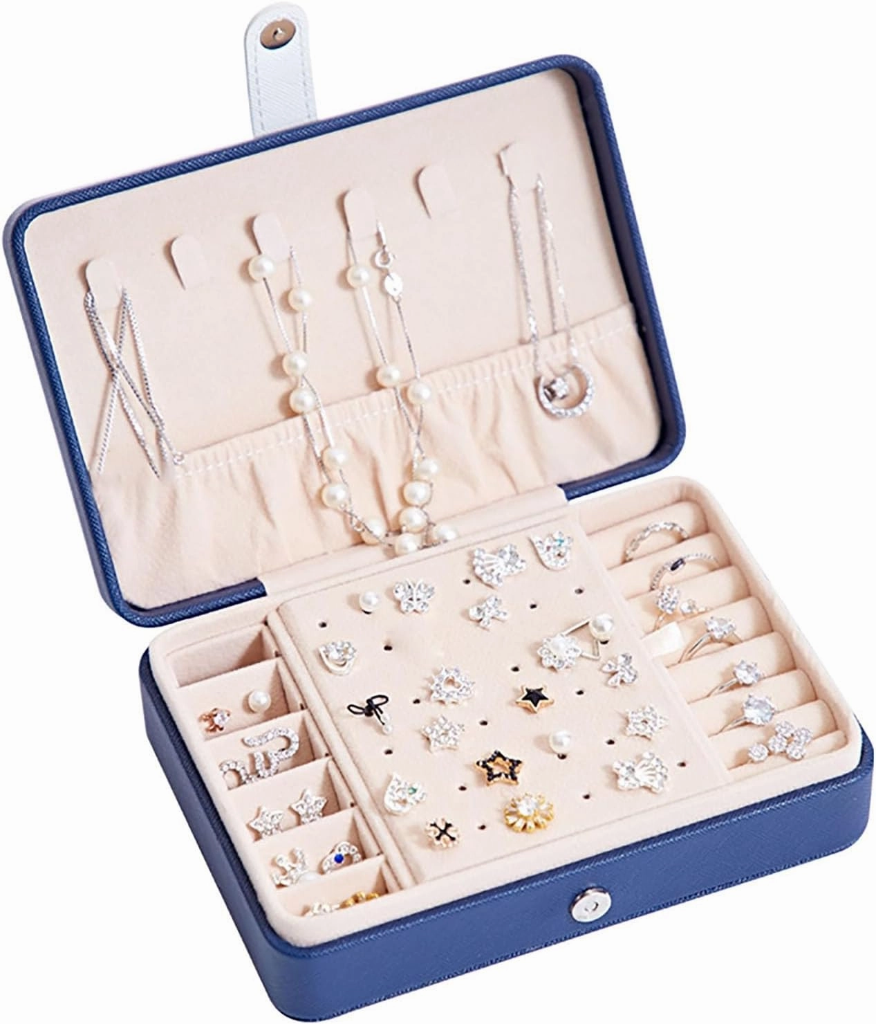 Girls Jewelry Box,2-Layer Portable PU Leather Jewelry Organizer with Removable Tray,Jewelry Case,Small Jewelry Box for Bracelets Christmas Gifts Necklace Ring Earring