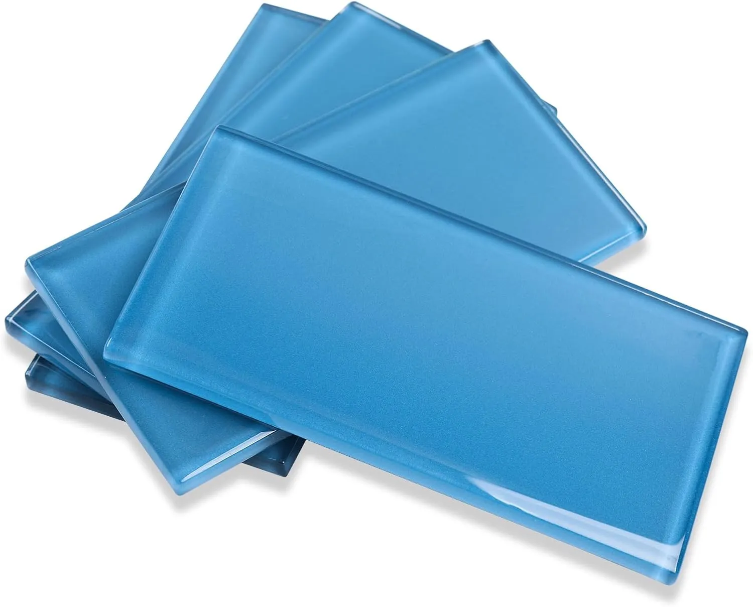 Glass Subway Tile, 3x6 Inch Glass Tile for Kitchen Backsplash Bathroom Shower Wall Blue (32 Pcs 4 sq.ft)