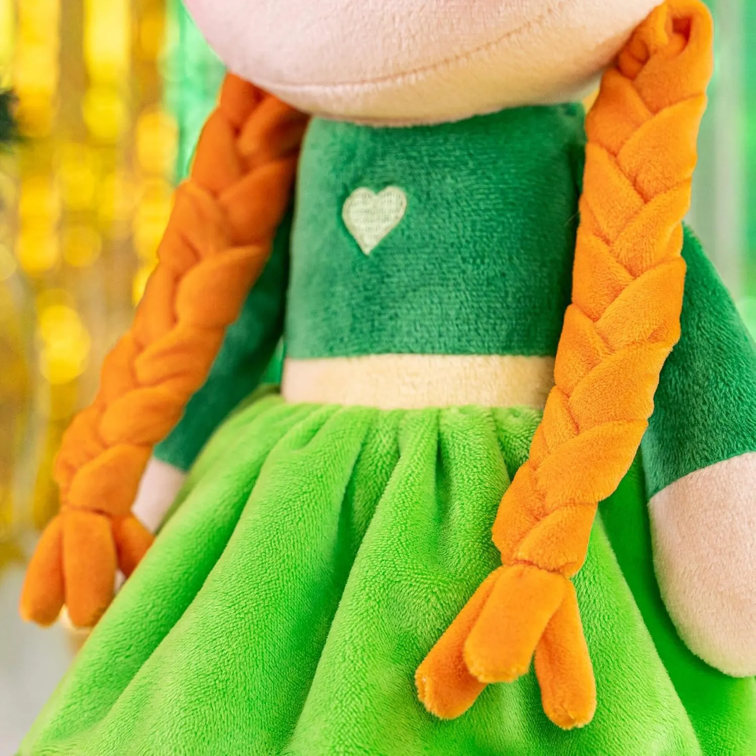 Gloveleya Plush Dolls Saint Patrick's Day Gifts Soft Blessings Doll Shamrock Wishes Plush Elf Baby Girl Gifts 16" Green