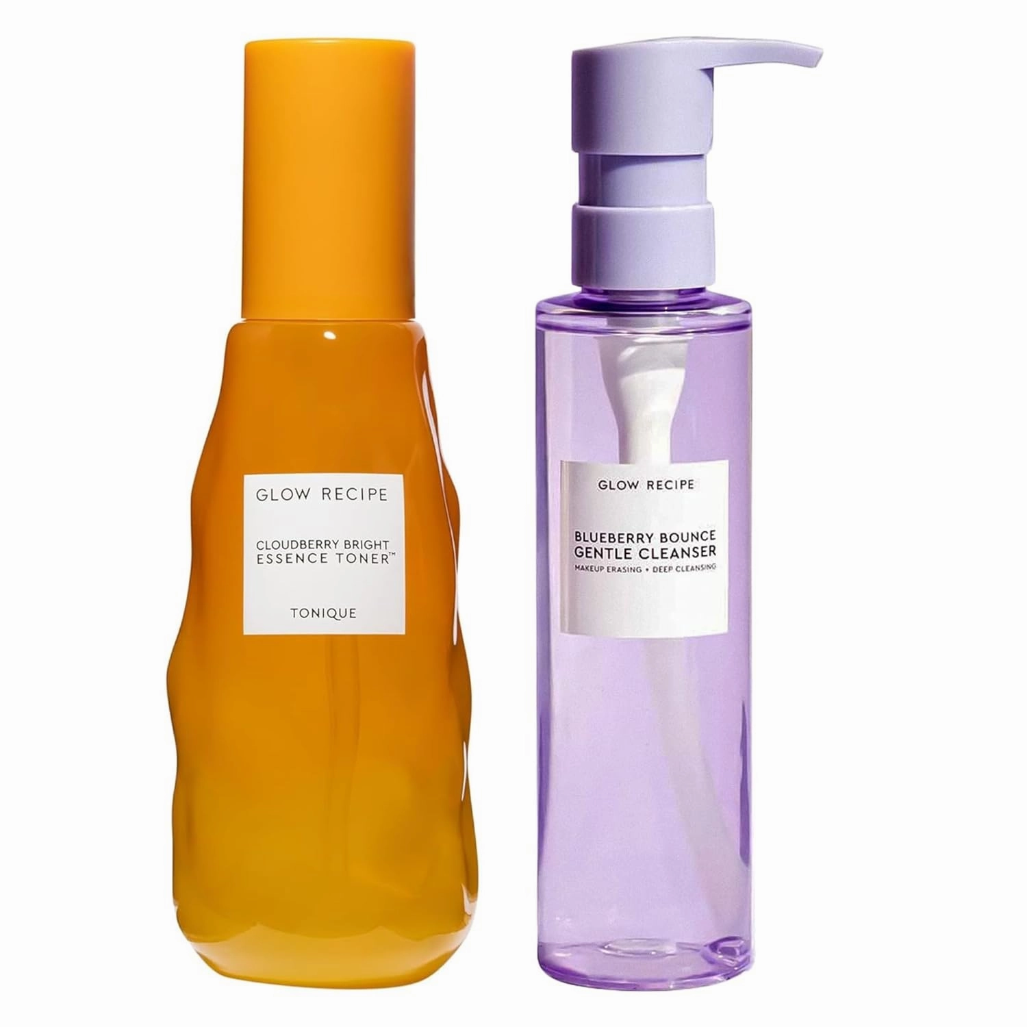 Glow Recipe Cloudberry Brightening Essence Toner (75ml) - CoQ10 Toner to Strengthen Skin Barrier   Blueberry Bounce Gentle Face Cleanser - Moisturizing Makeup Remover & Foaming Face Wash (159ml)