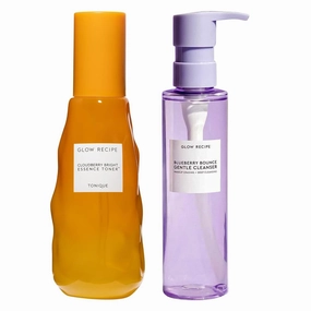 Glow Recipe Cloudberry Brightening Essence Toner (75ml) - CoQ10 Toner to Strengthen Skin Barrier   Blueberry Bounce Gentle Face Cleanser - Moisturizing Makeup Remover & Foaming Face Wash (159ml)