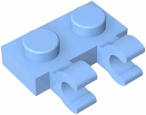 Gobricks GDS-816 Modified 1 x 2 with 2 U Clips (Horizontal Grip) Compatible with 60470 All Major Brick Brands Building Blocks,Technical Parts,Assembles (600 PCS,212 Bright Light Blue(053))