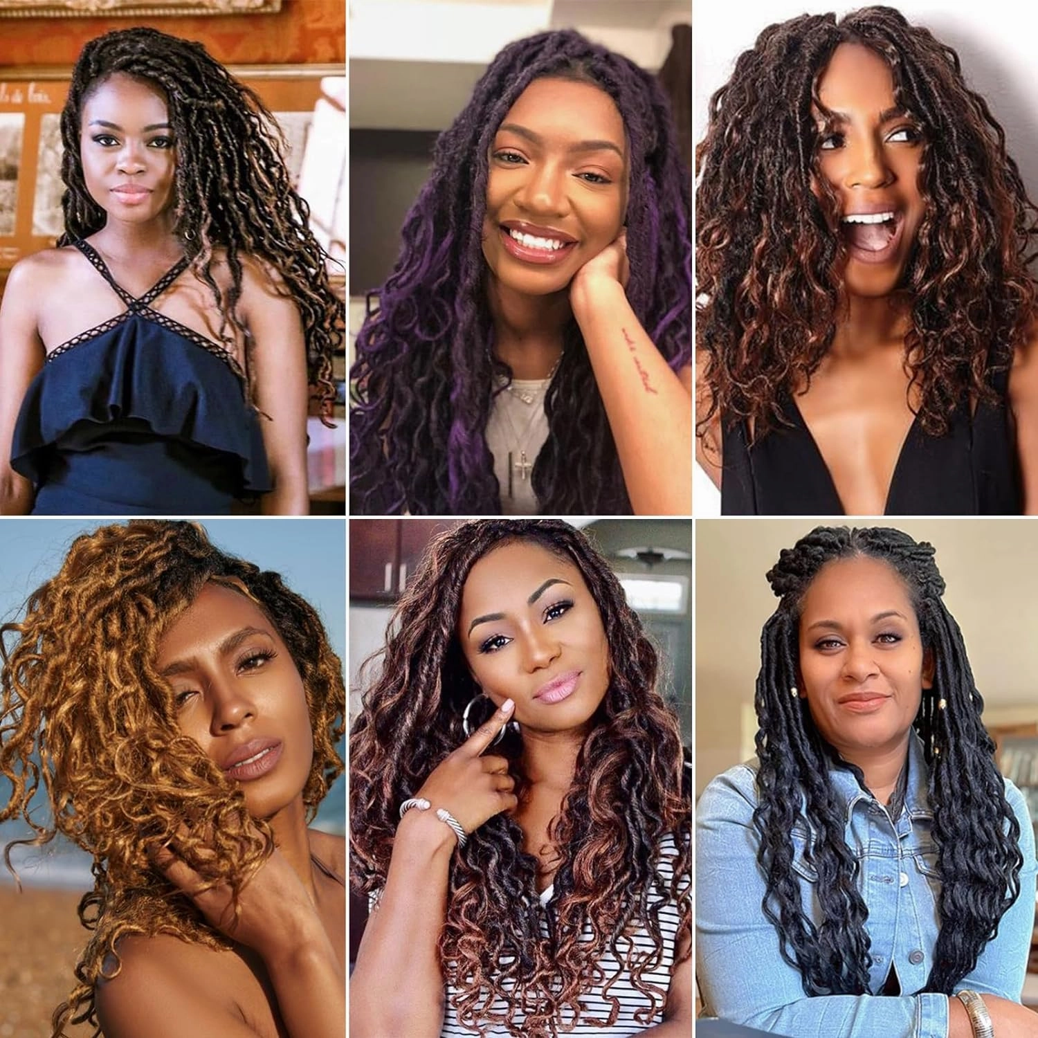 Goddess Locs Crochet Hair 18 Inch 8 Packs Pre Looped Soft Faux Locs Crochet Hair for Black Women Deep Wave Braiding Hair with Curly Ends (18 Inch/Pack of 8, 1B/27/613)