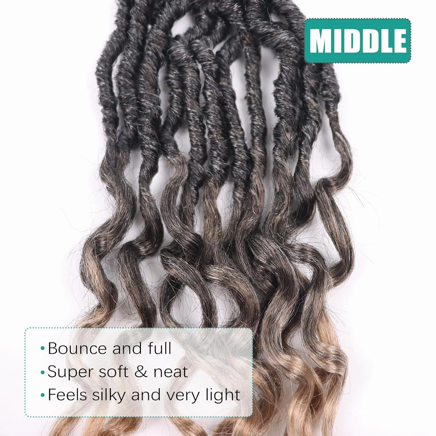 Goddess Locs Crochet Hair 18 Inch 8 Packs Pre Looped Soft Faux Locs Crochet Hair for Black Women Deep Wave Braiding Hair with Curly Ends (18 Inch/Pack of 8, 1B/27/613)