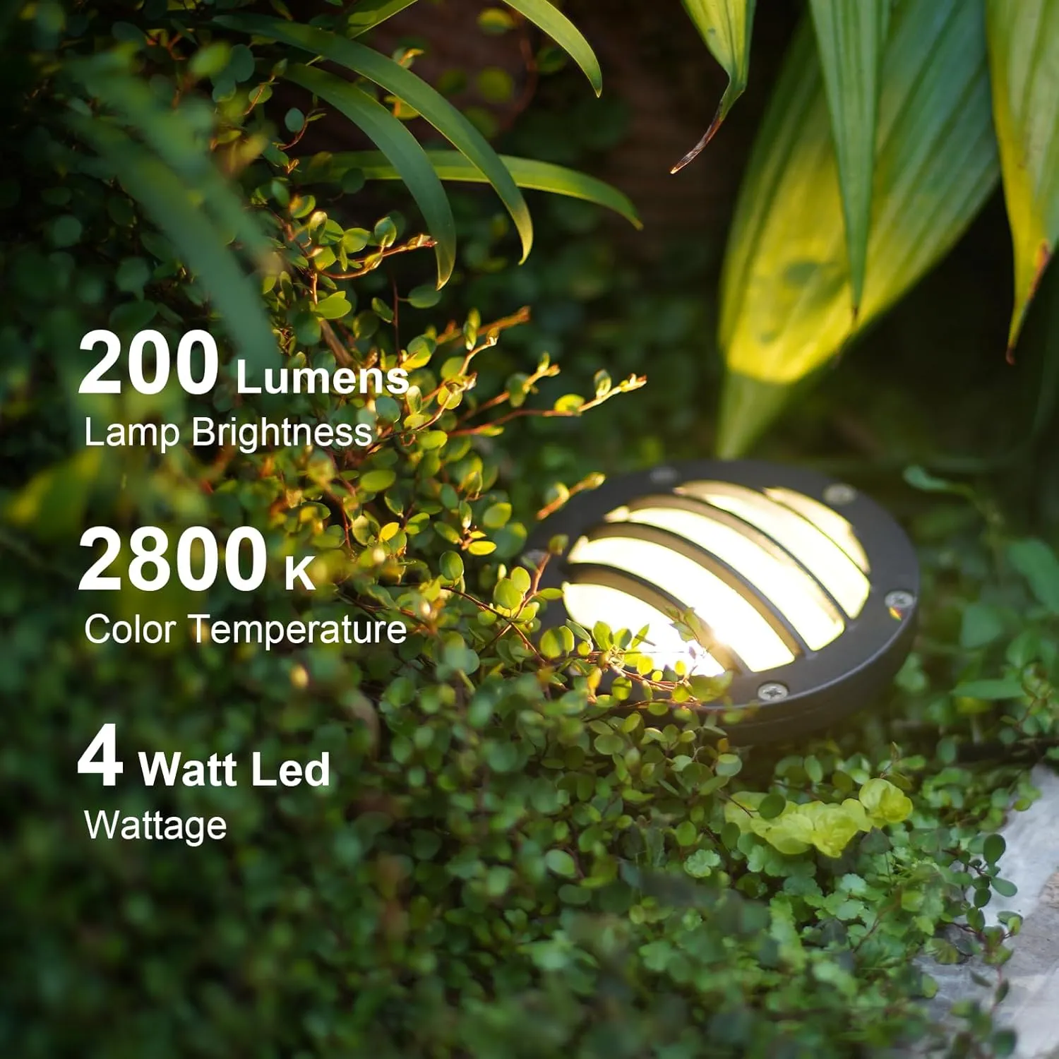 GOODSMANN Landscape Lights 8PK Low Voltage Well Lights 4 Watt 200 Lumen LED Landscape Lighting 2800K Warm White Metal In-Ground Light with Cable Connectors