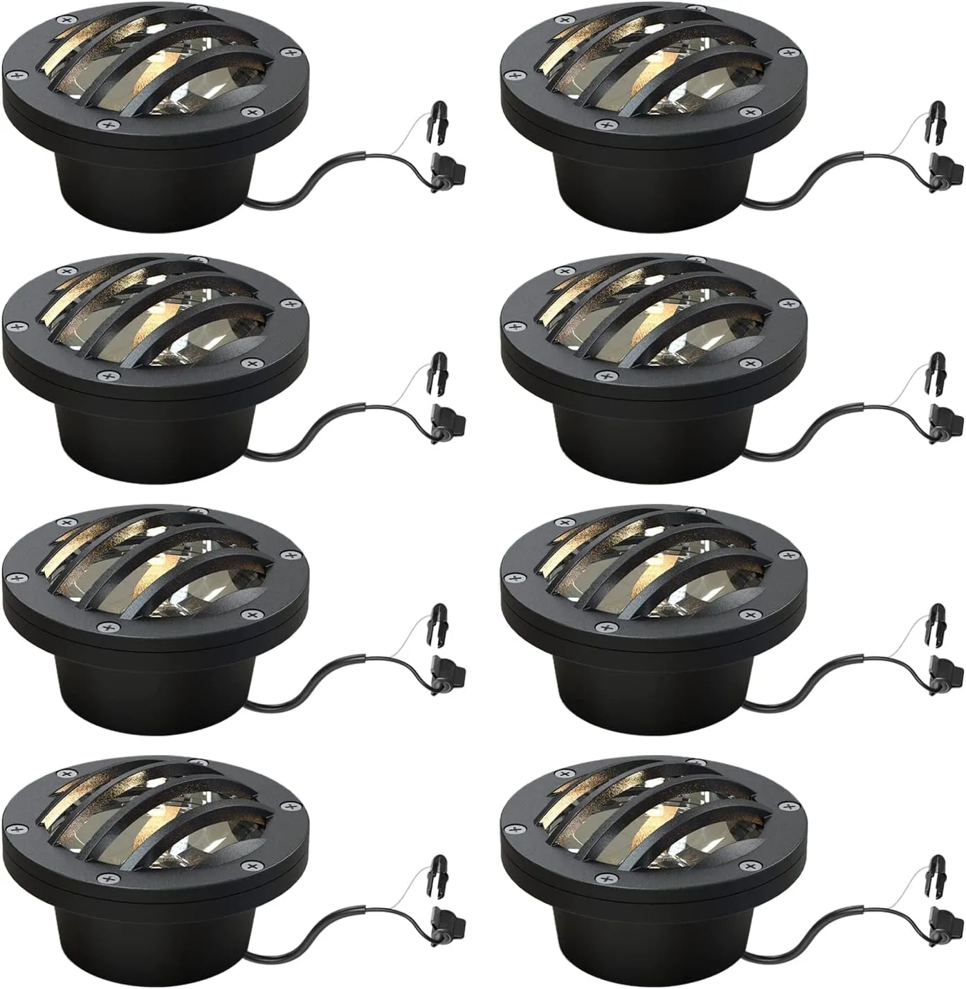 GOODSMANN Landscape Lights 8PK Low Voltage Well Lights 4 Watt 200 Lumen LED Landscape Lighting 2800K Warm White Metal In-Ground Light with Cable Connectors