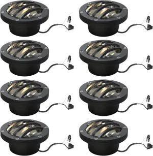 GOODSMANN Landscape Lights 8PK Low Voltage Well Lights 4 Watt 200 Lumen LED Landscape Lighting 2800K Warm White Metal In-Ground Light with Cable Connectors