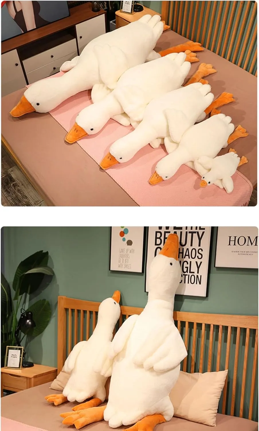 Goose Stuffed Animal 35.5 Inch Plush Doll Toy, Cute Duck Plush Cushion Soft Huge Plushies Pillow, Gift for Kids and Friends, White