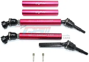 GPM for Traxxas Revo/Summit/E-Revo Upgrade Parts Steel Aluminum Front/Rear Universal Swing Shaft with Washers & Wheel Hubs - 1Pr Set Red
