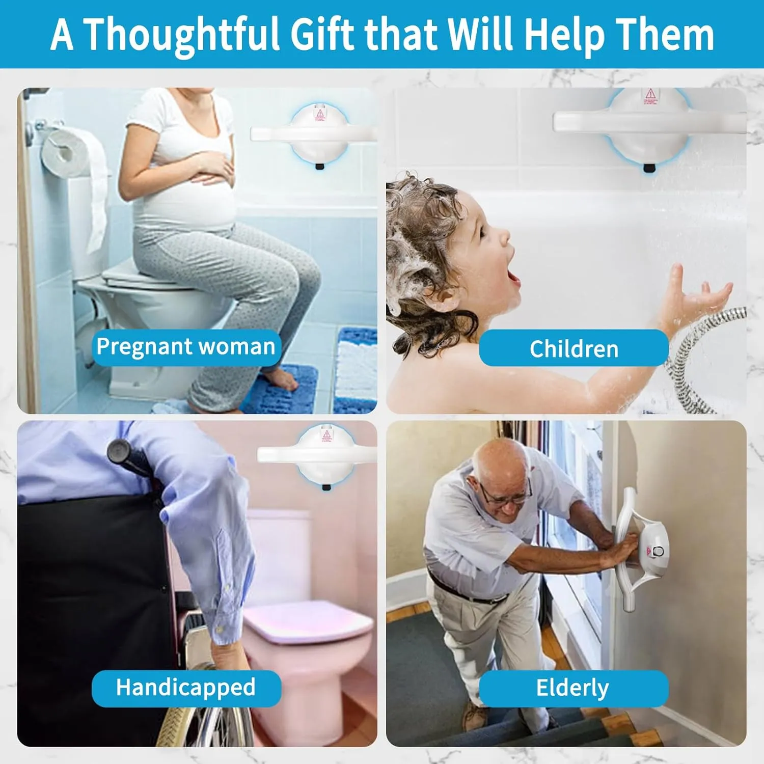 Grab Bars for Bathtubs and Showers, 500 LBS Suction Shower Handle, Shower Safety Grab Bars, No Drilling Removable Bathroom Safety Grip, Shower Safety Bars for Seniors and Elderly (2)