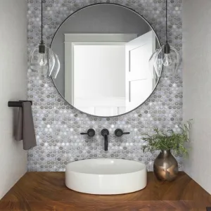 Gray White 11x12 Polished Penny Round Marble Mosaic Tile (5 pack, 4.83 sq ft/case)