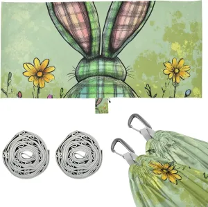 Green Plaid Bunny Ear Foot Flower Easter Outdoor Hammocks Cloth Hammock for Outside Beach Patio Garden