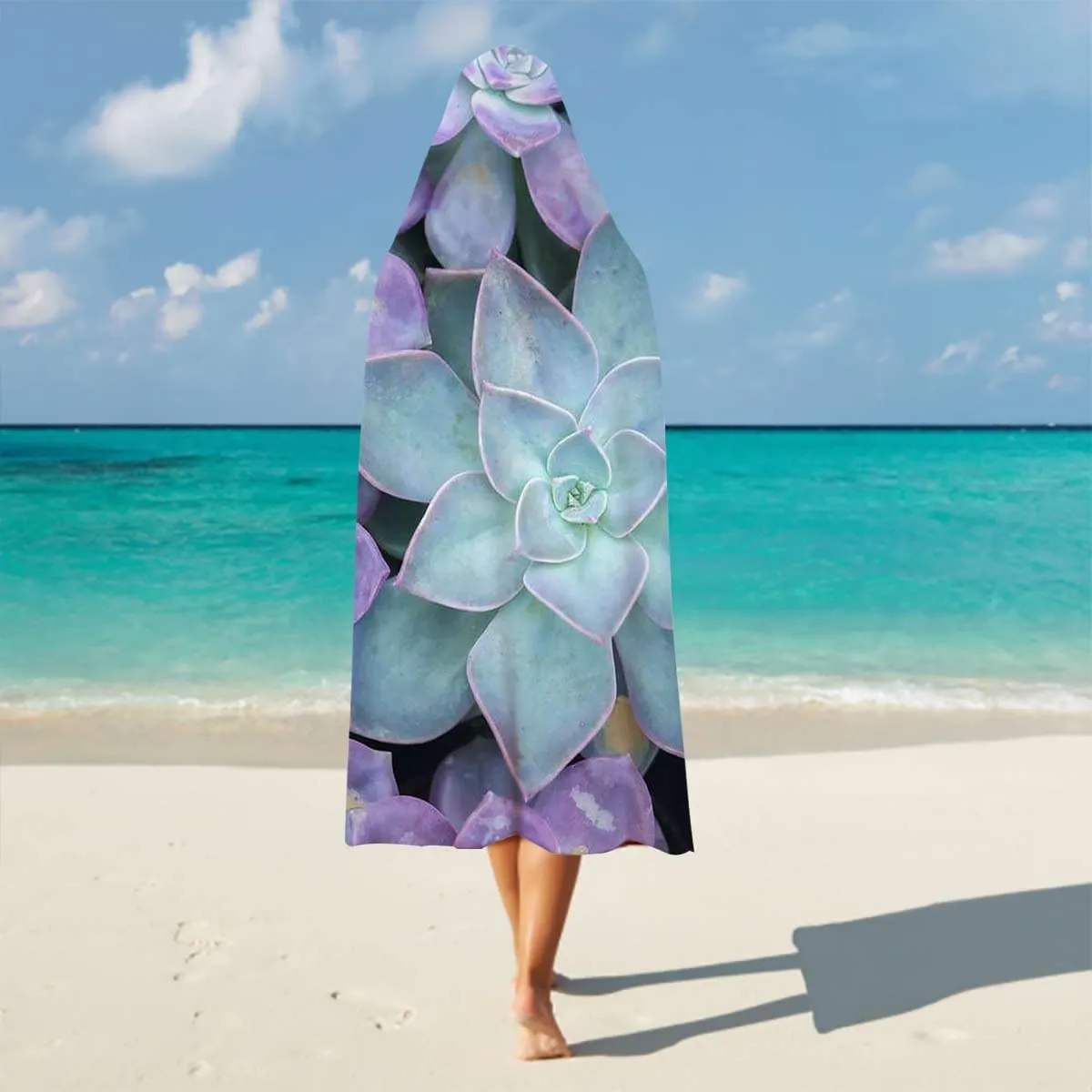 Green Wearable Oversized Blanket Blanket Cute Succulents Flower Desert Super Soft Warm Cozy Plush Flannel Fleece & Throw Cloak Wrap 60" H x 80" W Hot Plant Artwork