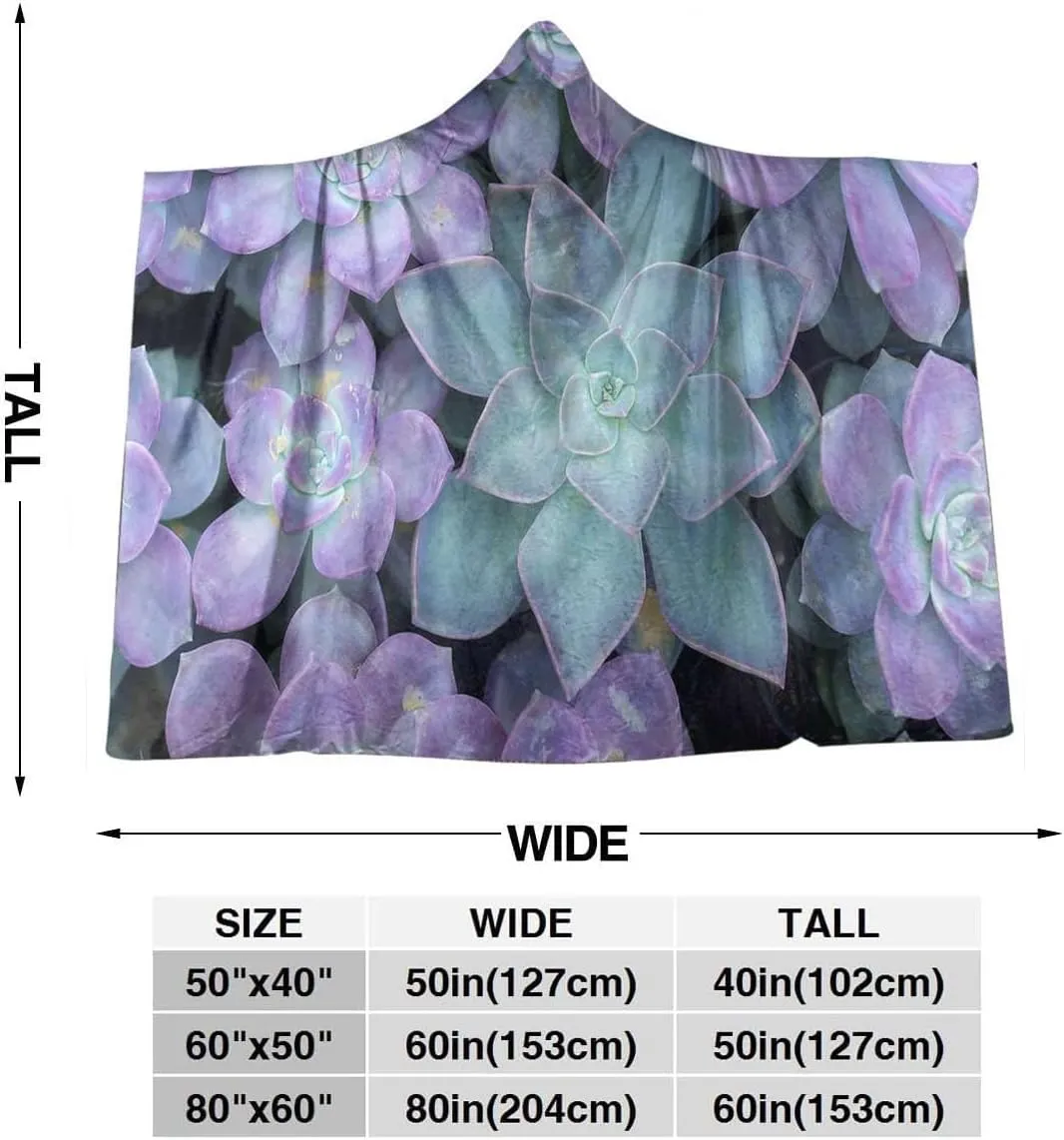 Green Wearable Oversized Blanket Blanket Cute Succulents Flower Desert Super Soft Warm Cozy Plush Flannel Fleece & Throw Cloak Wrap 60" H x 80" W Hot Plant Artwork