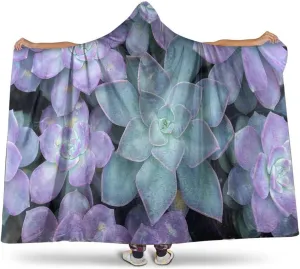 Green Wearable Oversized Blanket Blanket Cute Succulents Flower Desert Super Soft Warm Cozy Plush Flannel Fleece & Throw Cloak Wrap 60" H x 80" W Hot Plant Artwork