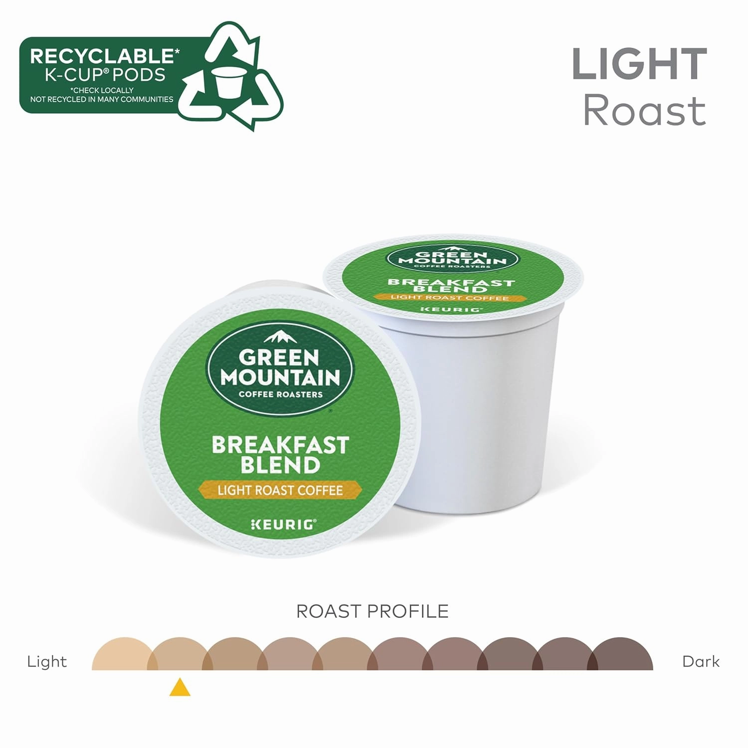 Green Mountain Coffee Roasters Breakfast Blend Keurig Single-Serve K-Cup Pods, Light Roast Coffee, 32 Count