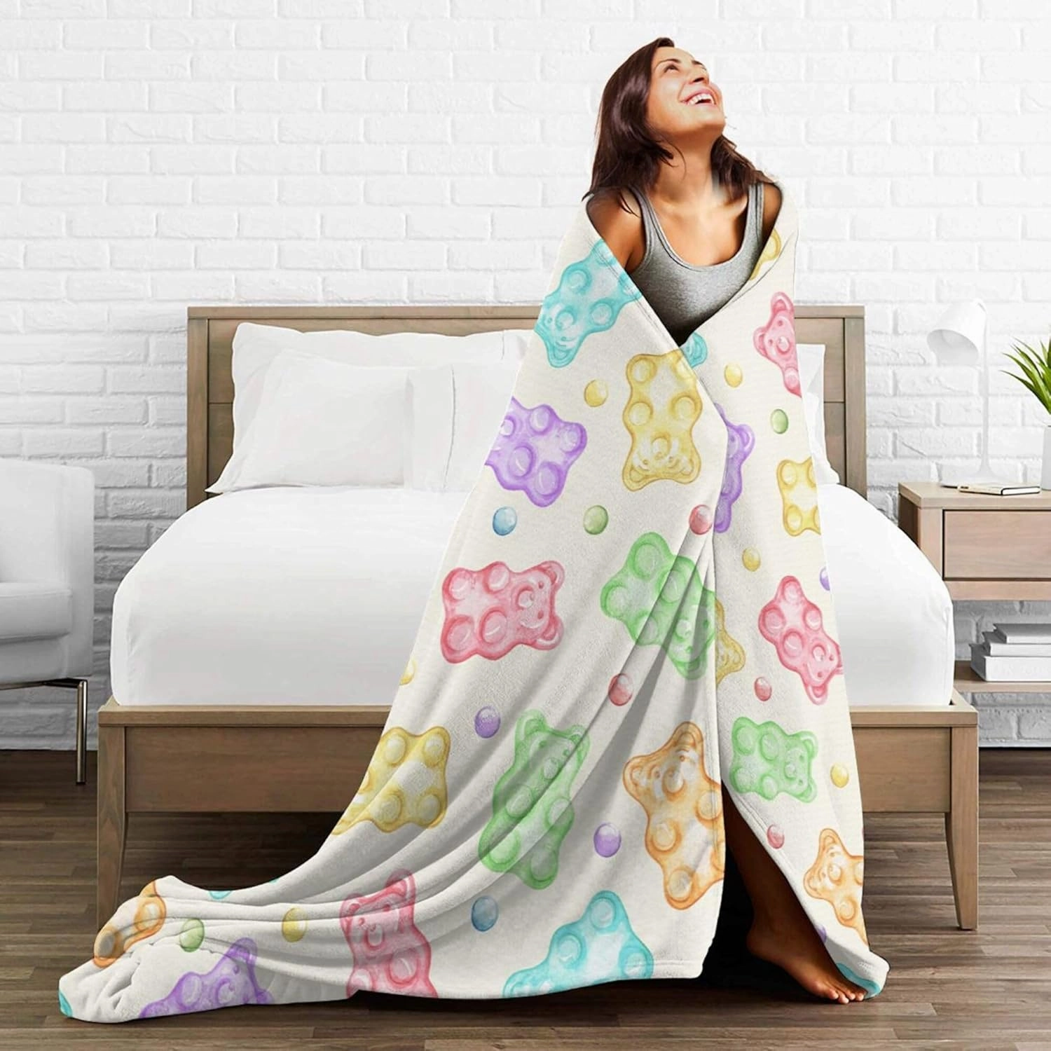 Gummy Bear Throw Blanket, 320GSM Flannel Blankets for Women Girls Kids Boys Men, Gummy Bears Blanket Super Soft Cozy for Bed Sofa Couch Gifts (Bears, 50"x40")