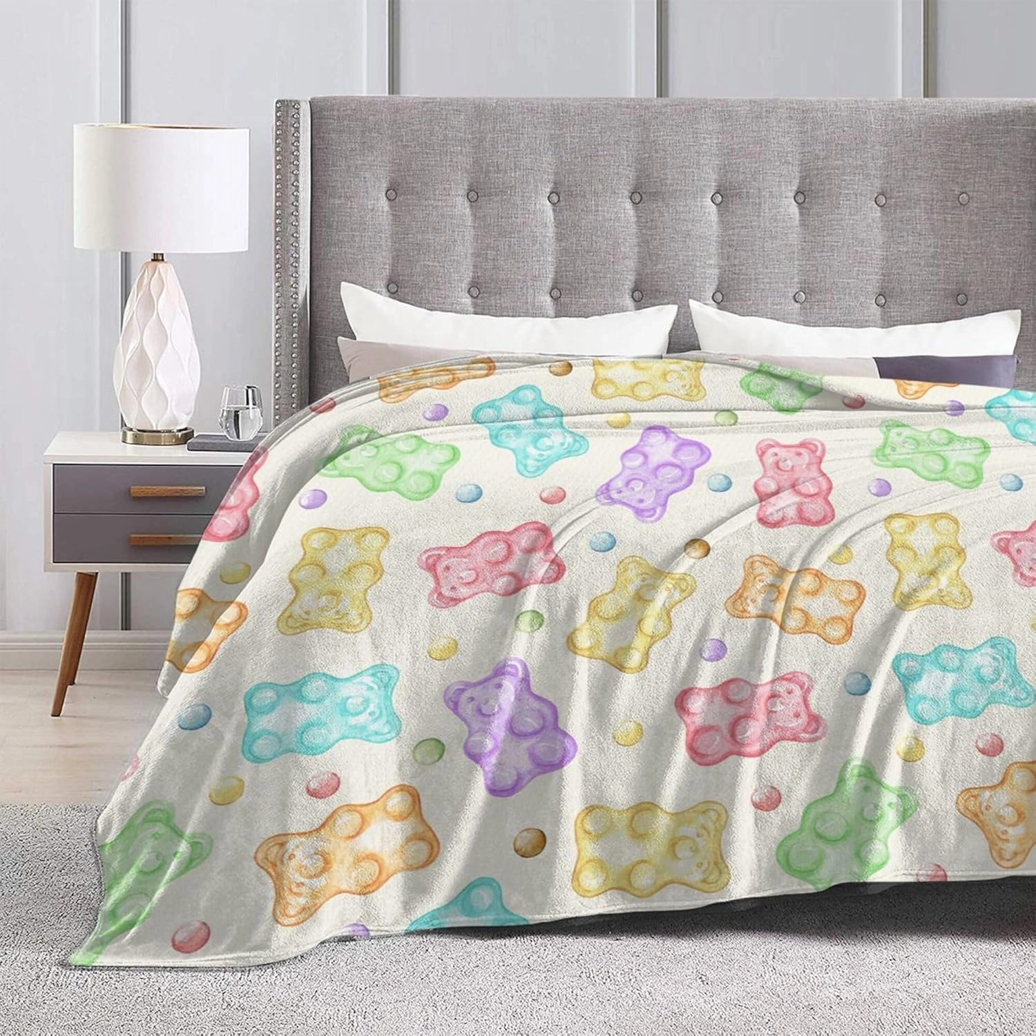 Gummy Bear Throw Blanket, 320GSM Flannel Blankets for Women Girls Kids Boys Men, Gummy Bears Blanket Super Soft Cozy for Bed Sofa Couch Gifts (Bears, 50"x40")