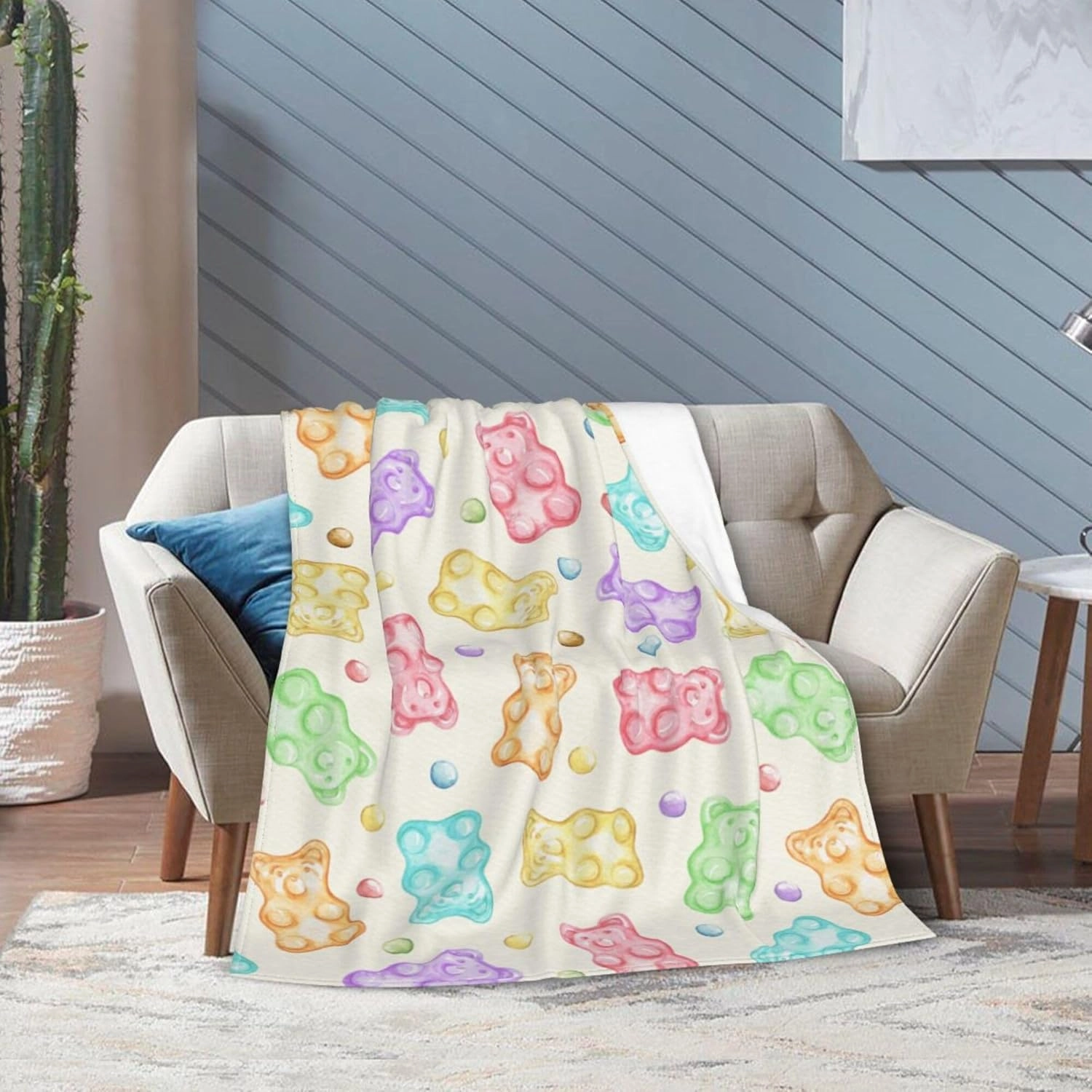 Gummy Bear Throw Blanket, 320GSM Flannel Blankets for Women Girls Kids Boys Men, Gummy Bears Blanket Super Soft Cozy for Bed Sofa Couch Gifts (Bears, 50"x40")