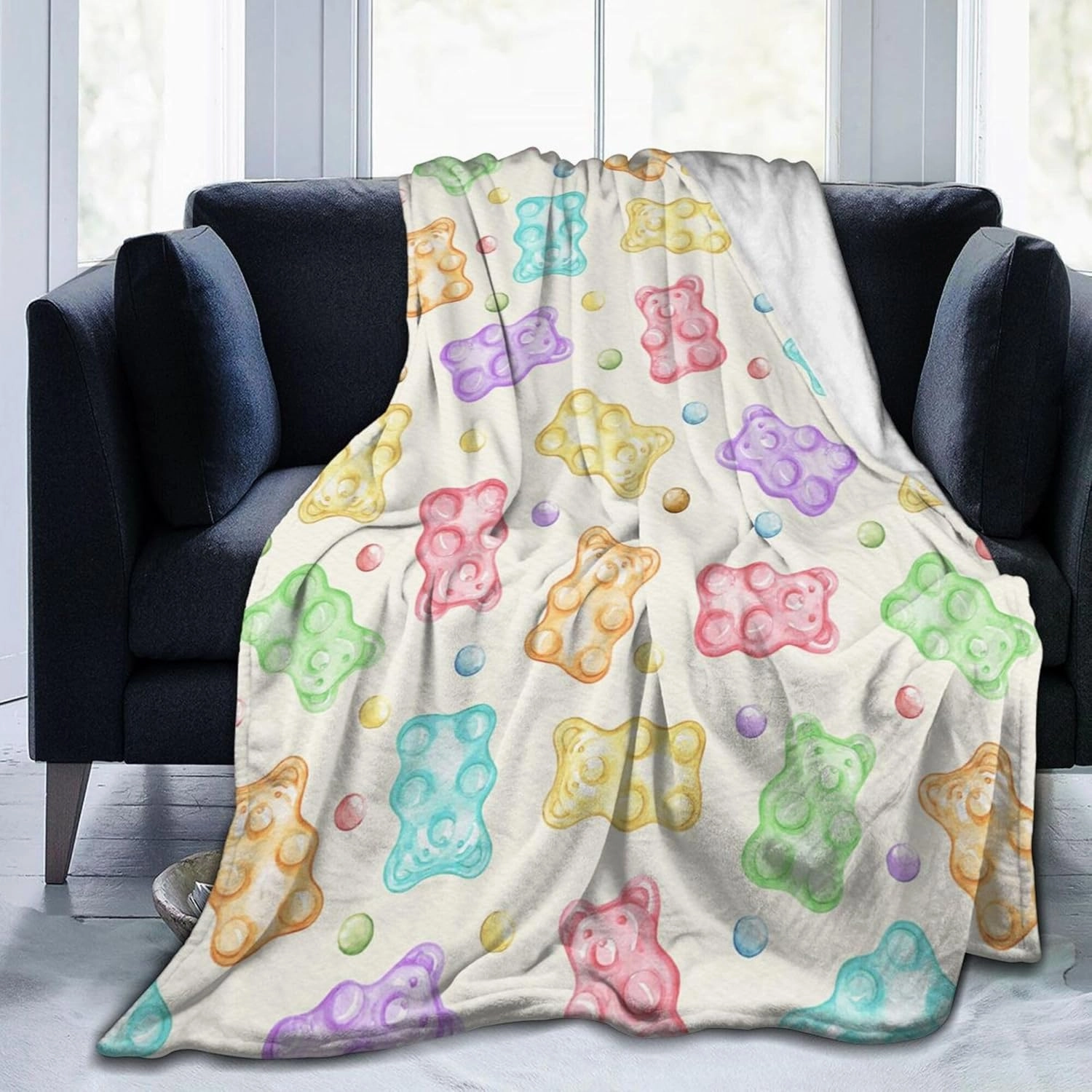Gummy Bear Throw Blanket, 320GSM Flannel Blankets for Women Girls Kids Boys Men, Gummy Bears Blanket Super Soft Cozy for Bed Sofa Couch Gifts (Bears, 50"x40")