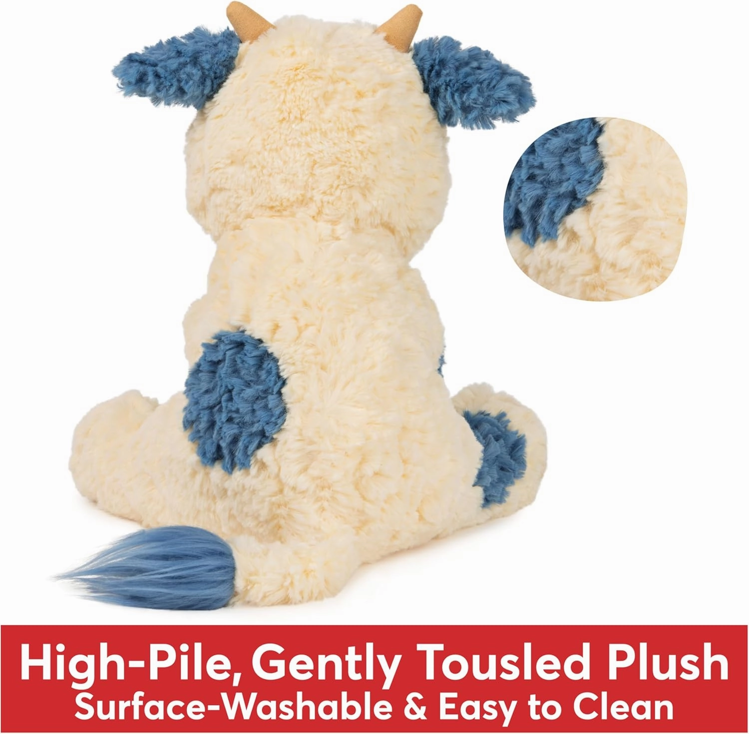 GUND Cozys Collection Cow, Stuffed Animal for Ages 1 and Up, Spring Decor Plush Toy, Cream/Blue, 10”