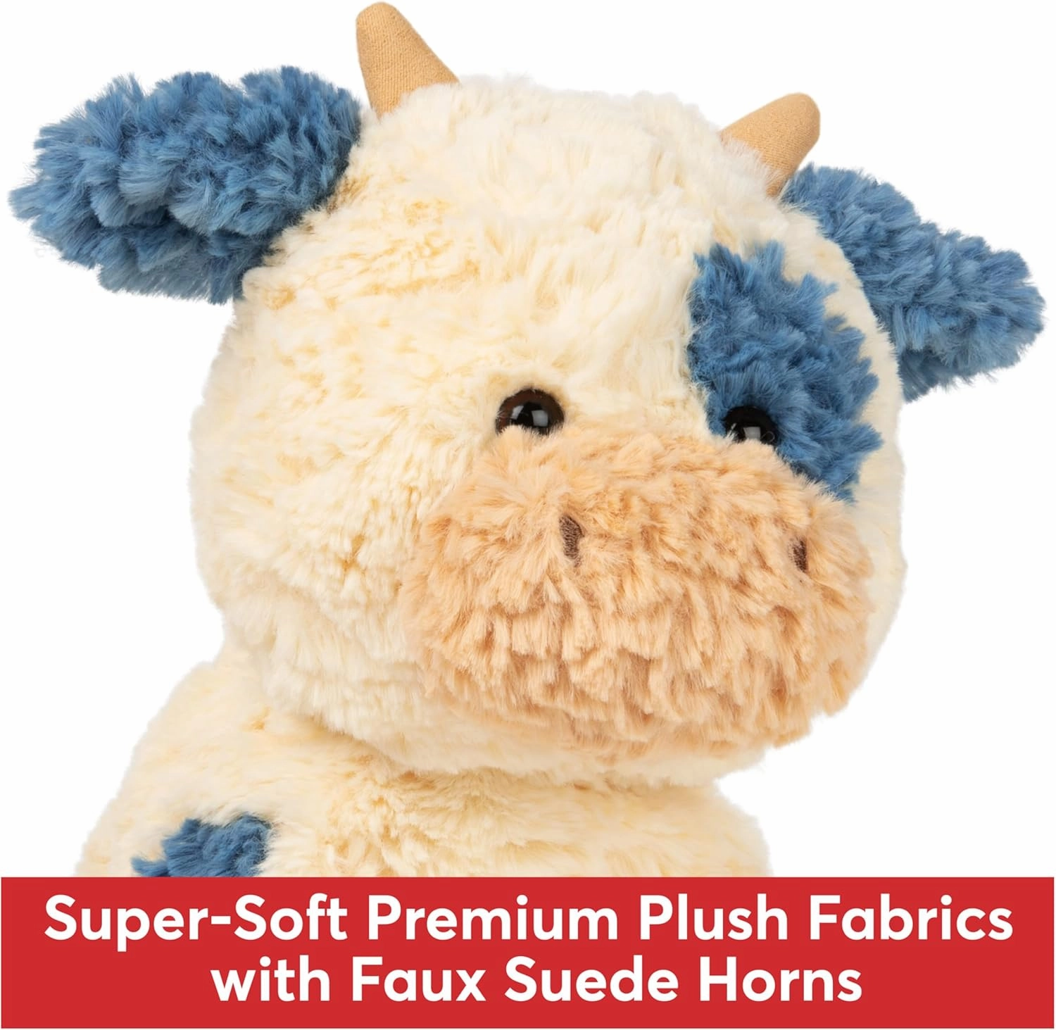 GUND Cozys Collection Cow, Stuffed Animal for Ages 1 and Up, Spring Decor Plush Toy, Cream/Blue, 10”