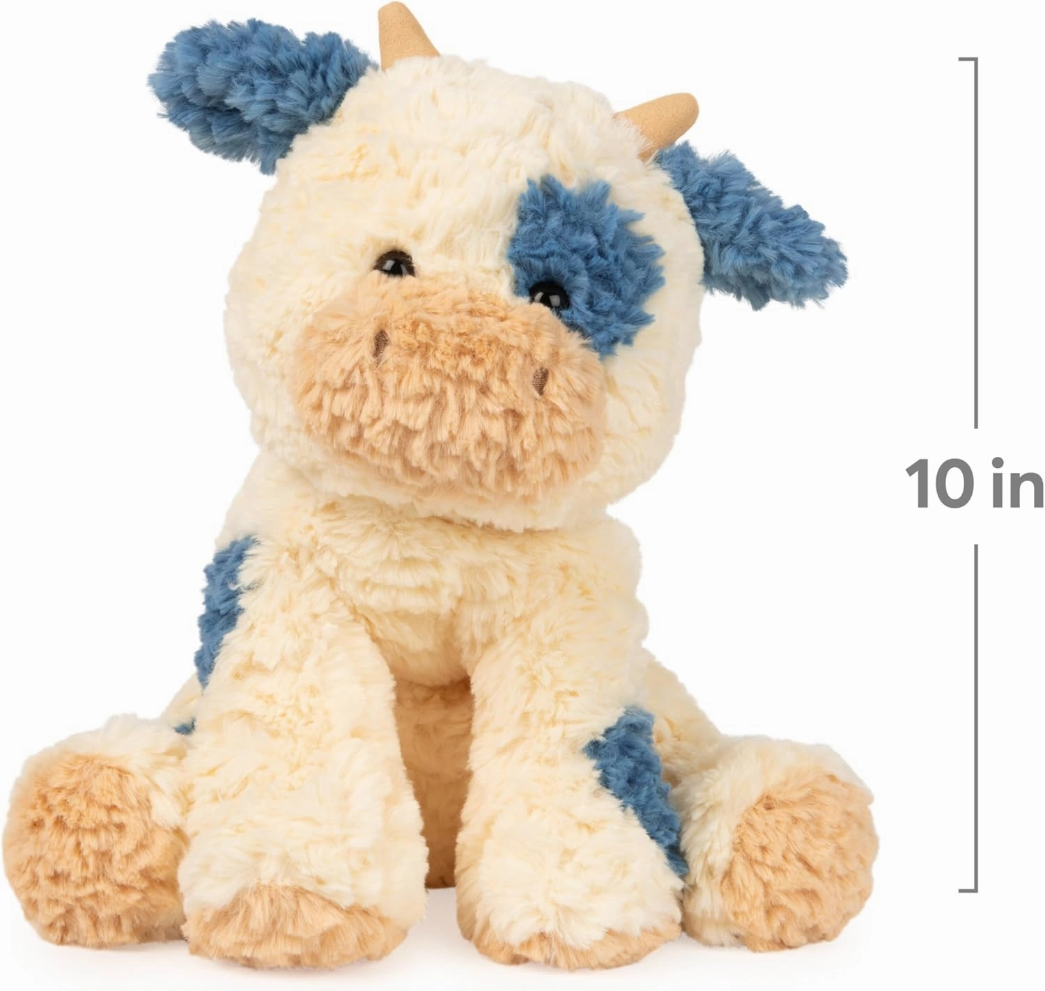 GUND Cozys Collection Cow, Stuffed Animal for Ages 1 and Up, Spring Decor Plush Toy, Cream/Blue, 10”