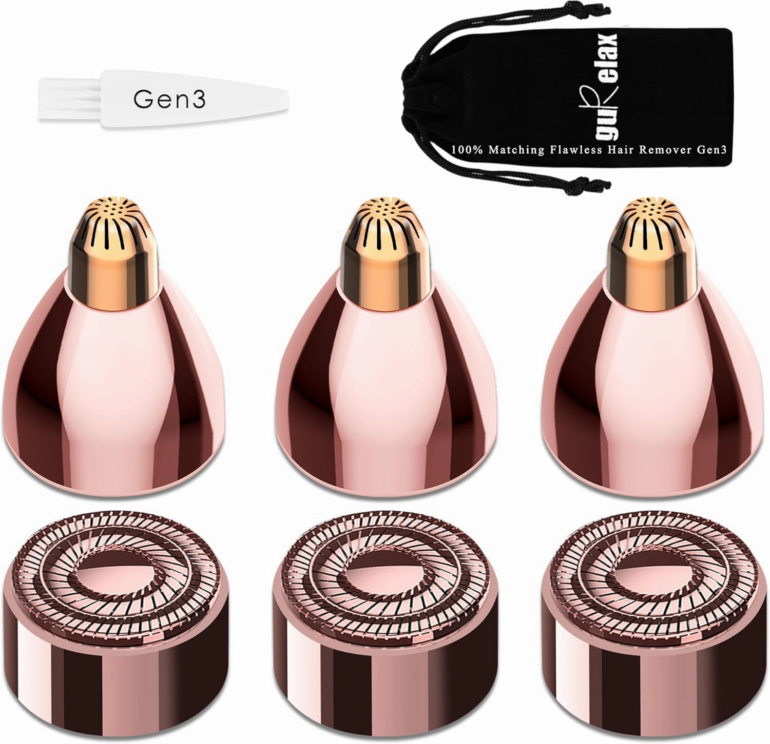 Gurelax Replacement Heads for Finishing Touch Facial Hair Remover, Upgrade Gen 3 Eyebrow Hair Remover Replacement Heads, Painless 18k Gold Replacement Blades for Flawless (3 3)