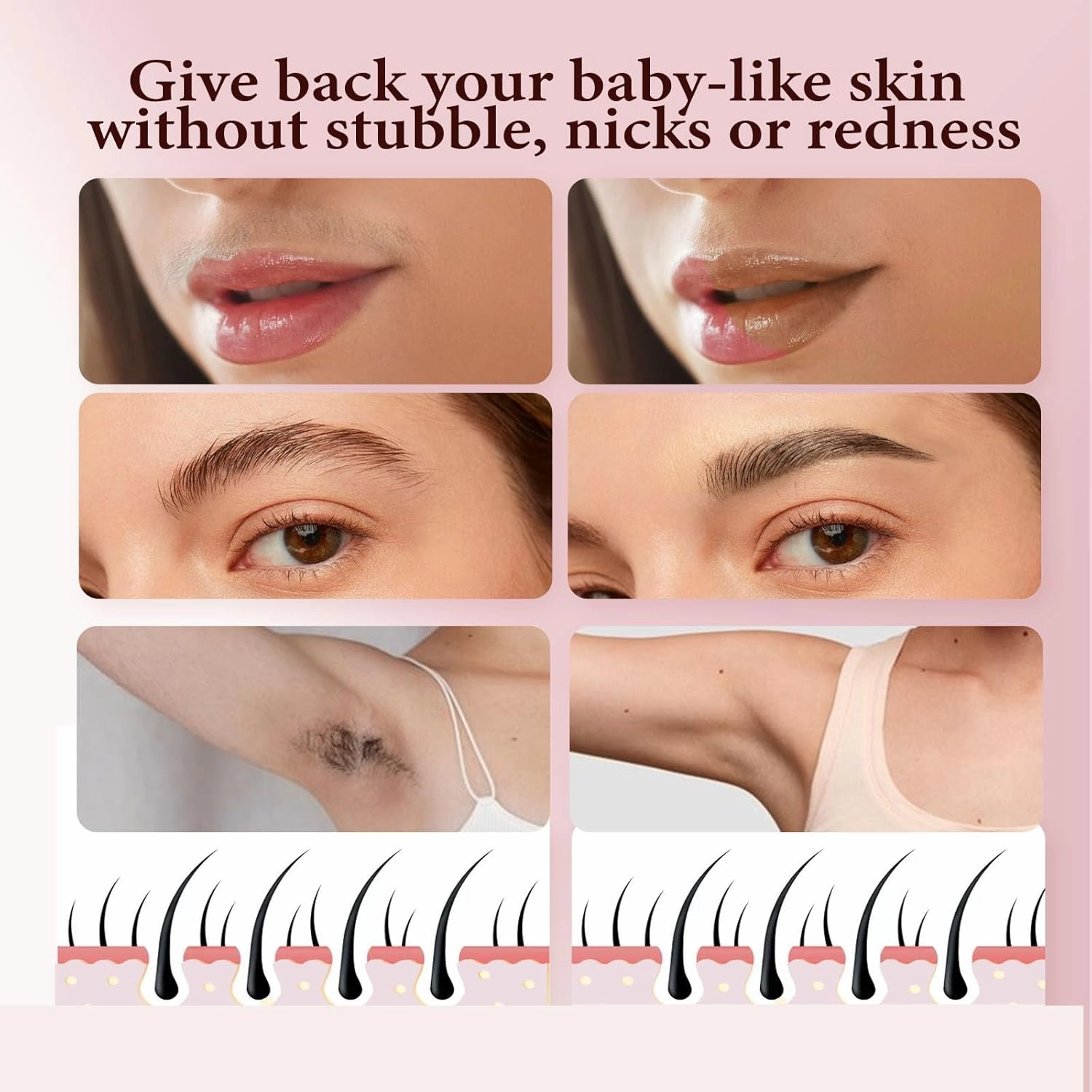 Gurelax Replacement Heads for Flawless Finishing Touch Facial Hair Remover, Gen 3 Replacement Blades for Women, New Version Upgraded Replacement Blades Refill, 18K Gold Heads(6pcs)