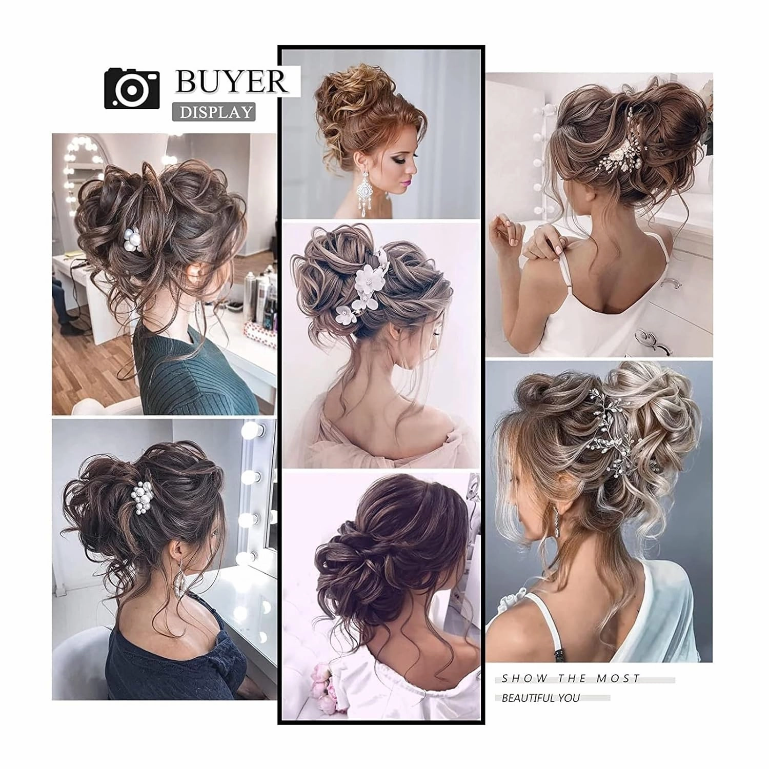 Hair Bun Synthetic Messy Bun Elastic Hairpieces Curly Scrunchie Black Blonde Brown Natural Hair Chignon Updo Donut Fake Hair For Women Chignon Hairpieces(1B 171T1001)