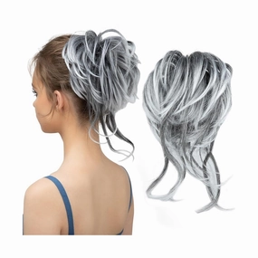 Hair Bun Synthetic Messy Bun Elastic Hairpieces Curly Scrunchie Black Blonde Brown Natural Hair Chignon Updo Donut Fake Hair For Women Chignon Hairpieces(1B 171T1001)